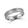 5mm Brushed Titanium Flat Top Court Wedding Ring With Two Offset Grooves