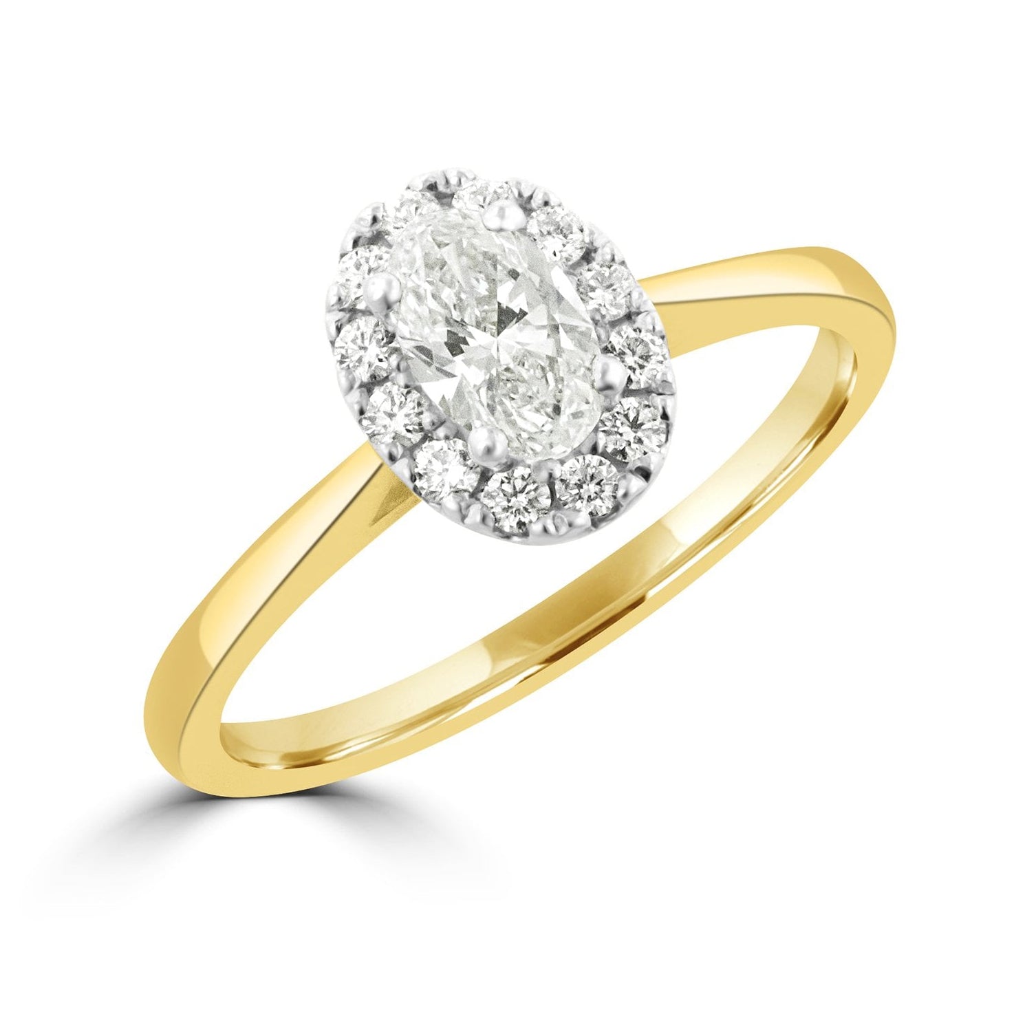 Half Carat Oval Diamond Cluster Halo Ring