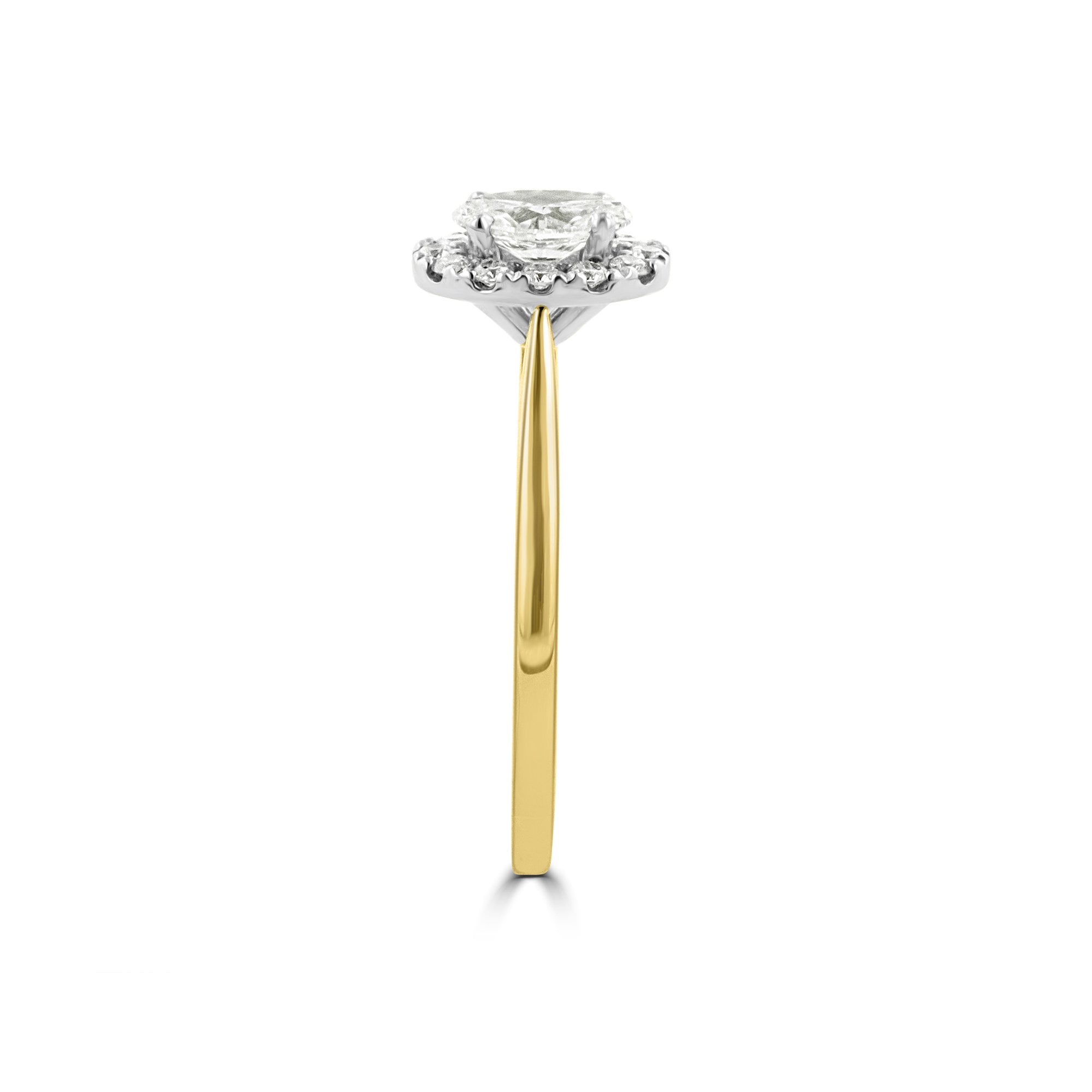 Half Carat Oval Diamond Cluster Halo Ring