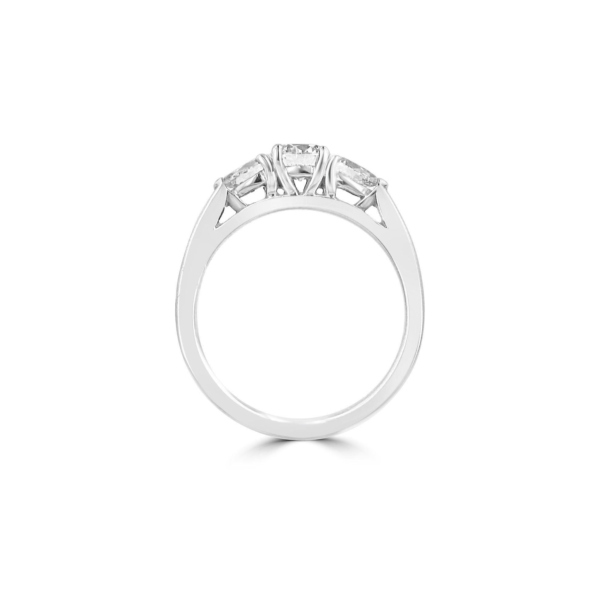 Three Stone Round and Pear Diamond Ring 0.80ct Total