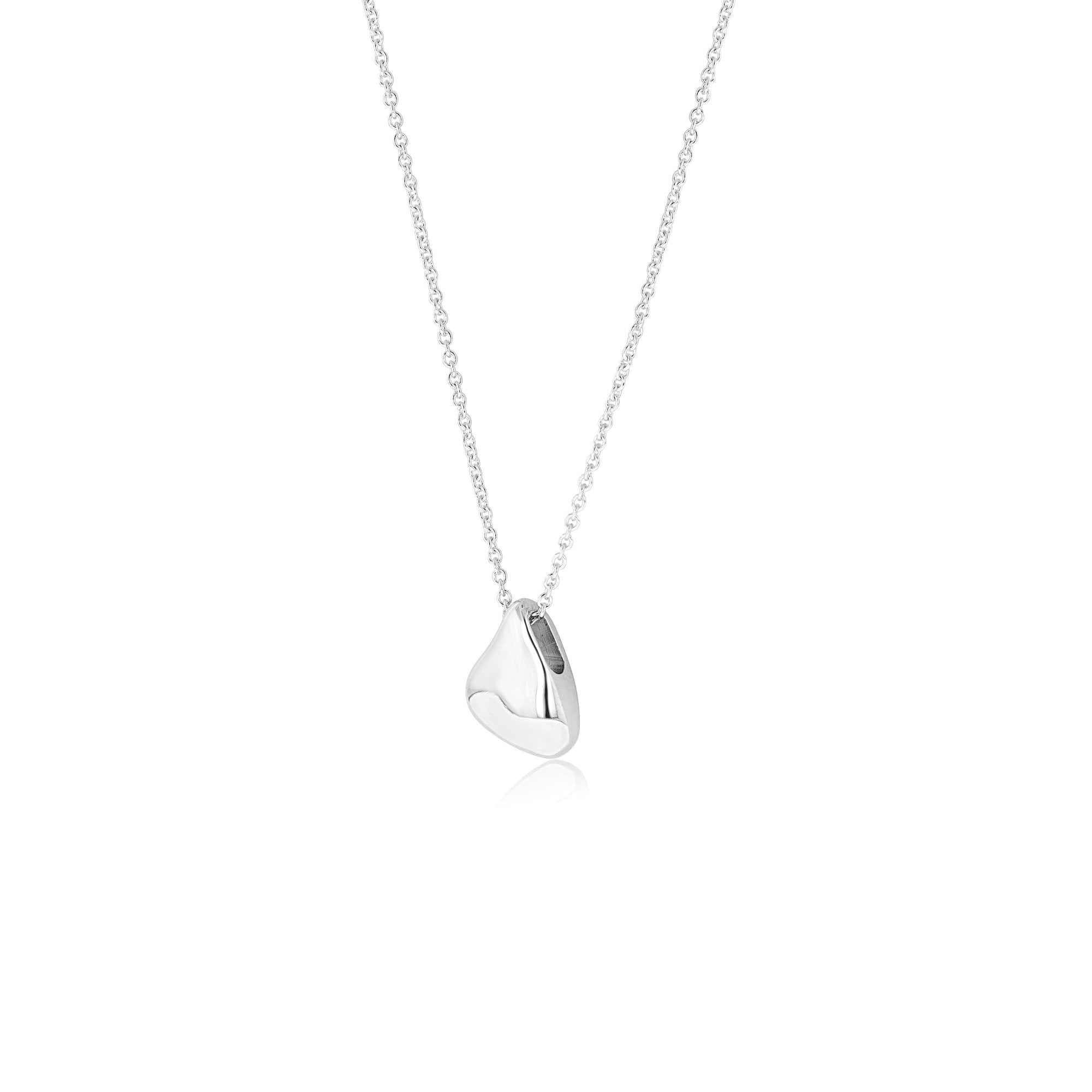 Unique Silver Pebble Pendant with Adjustable Trace Chain