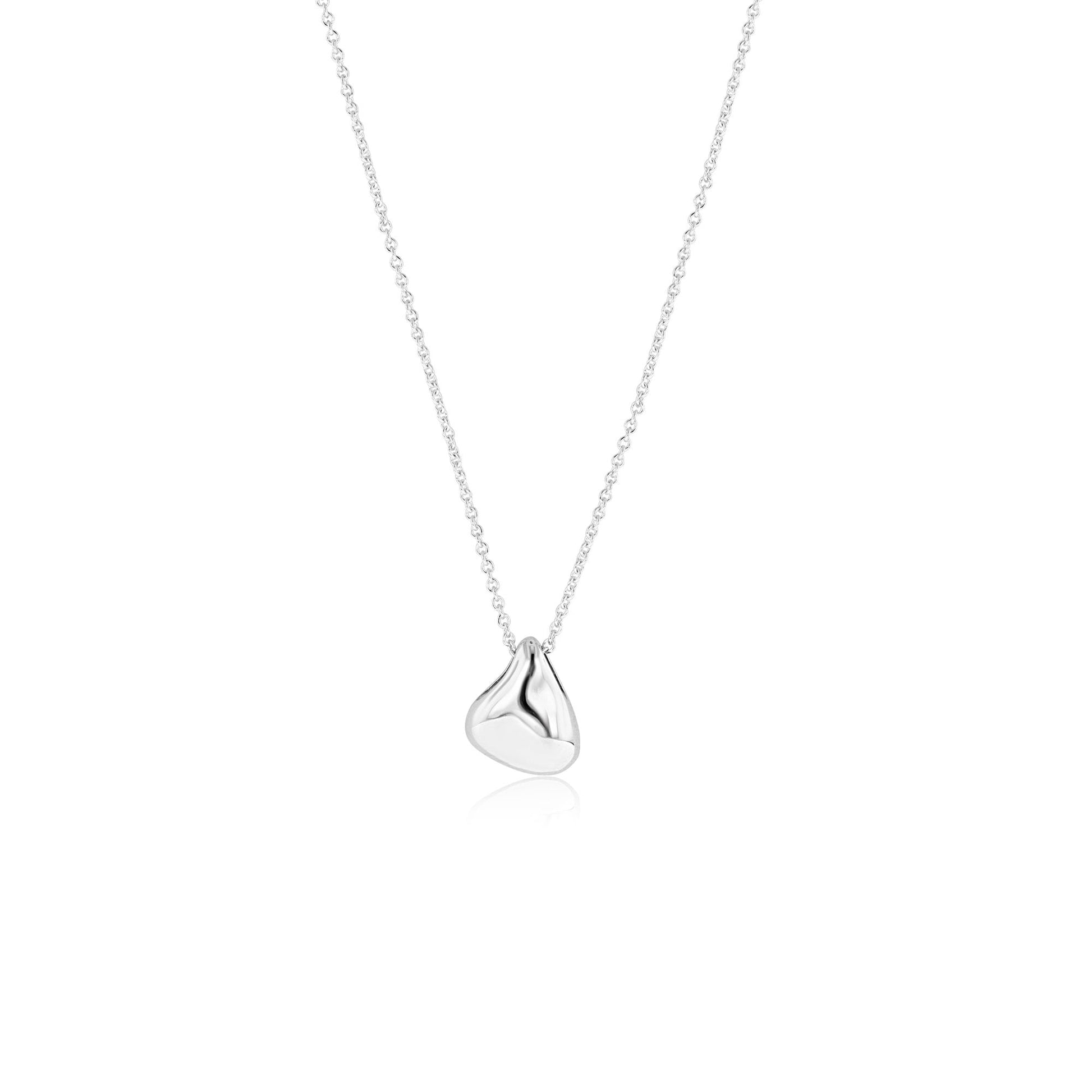 Unique Silver Pebble Pendant with Adjustable Trace Chain