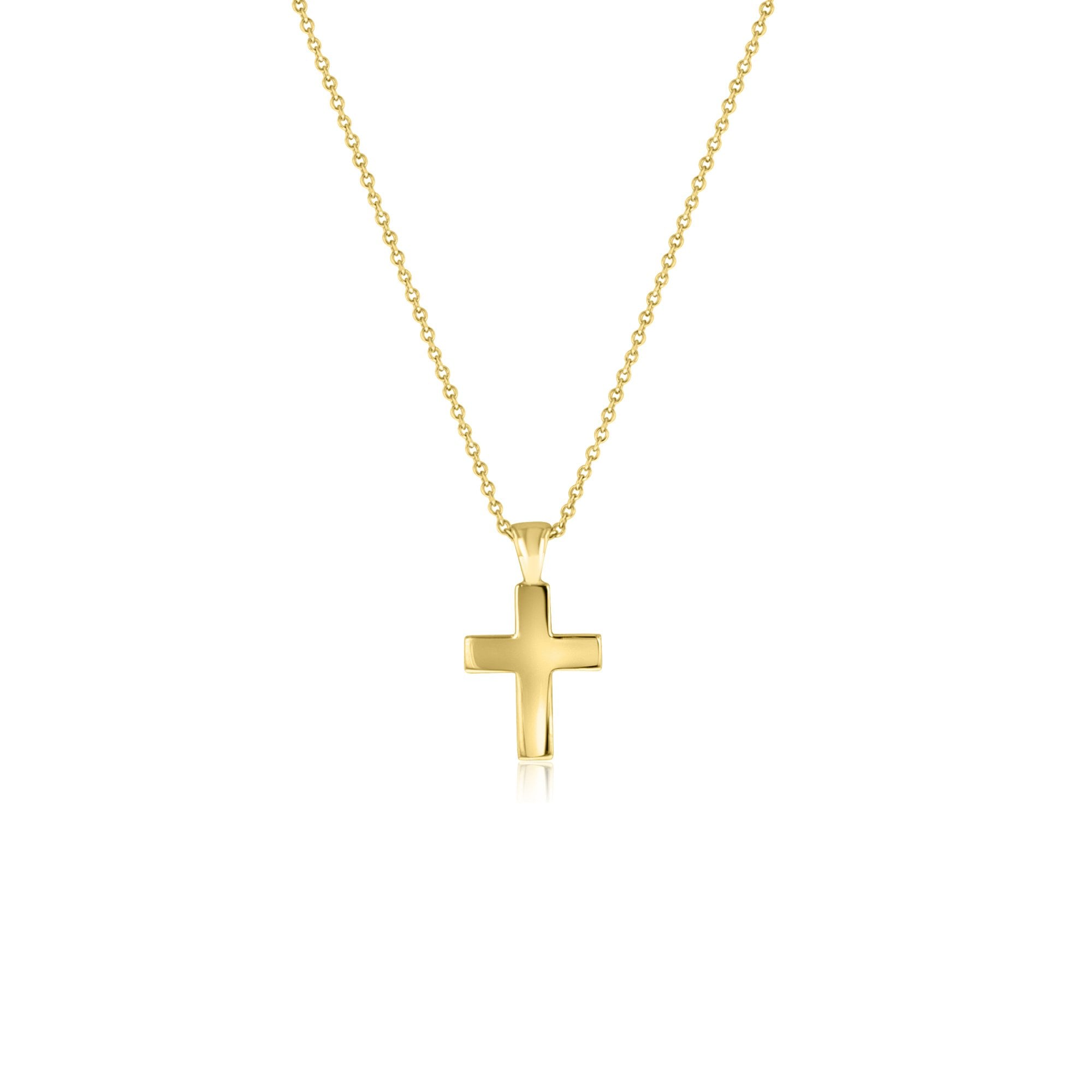 9ct Yellow Gold Chunky Cross Pendant and Chain
