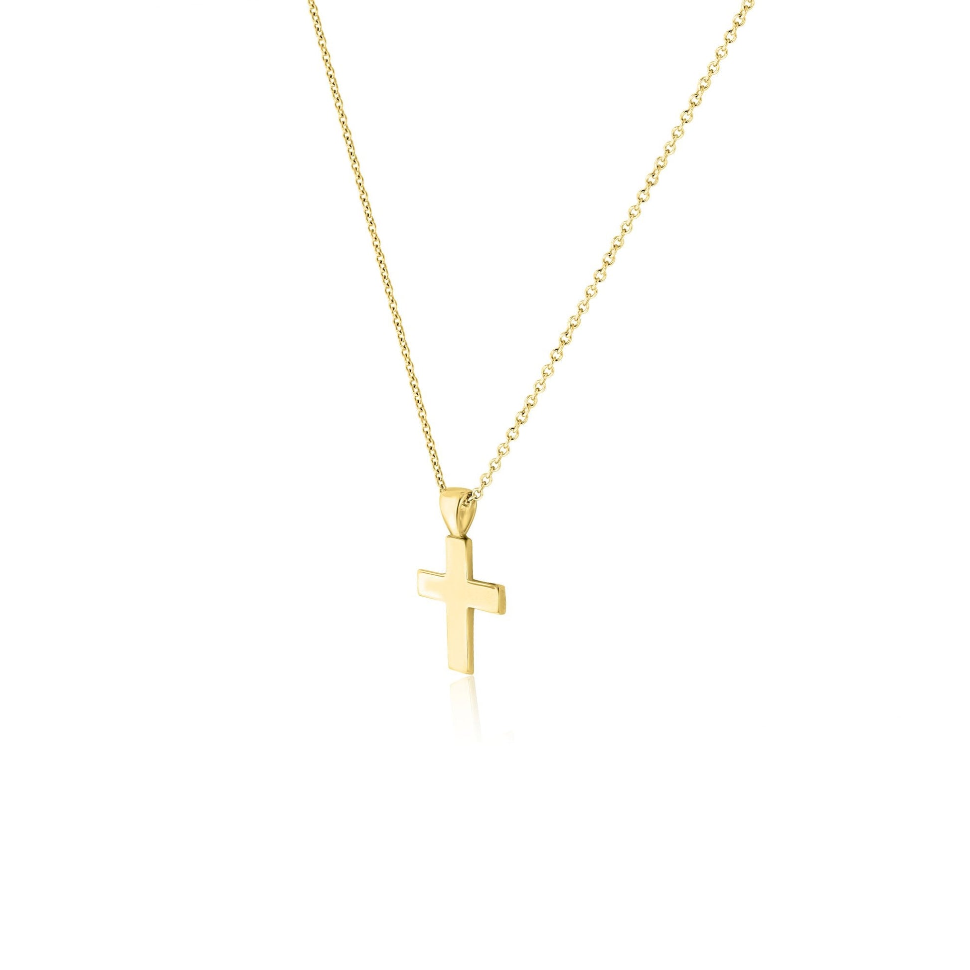 9ct Yellow Gold Chunky Cross Pendant and Chain