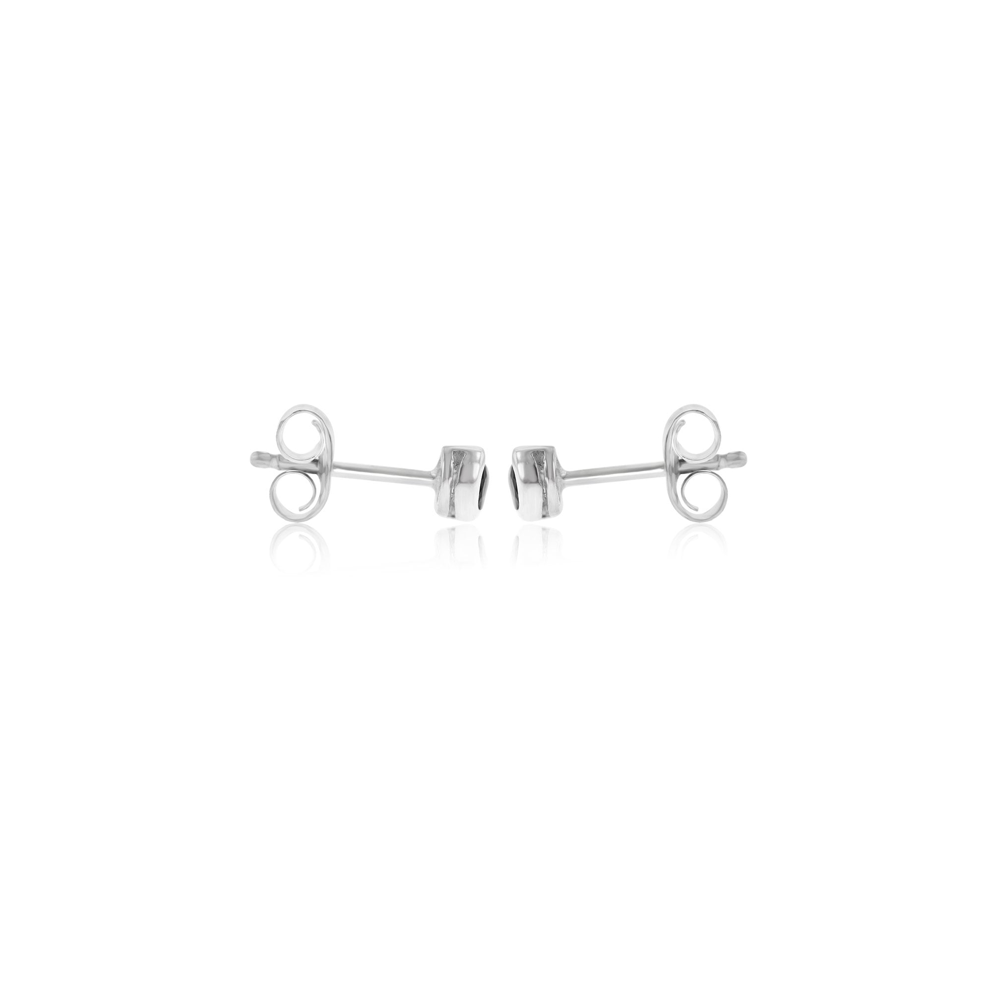 Silver Round Amethyst Stud Earrings