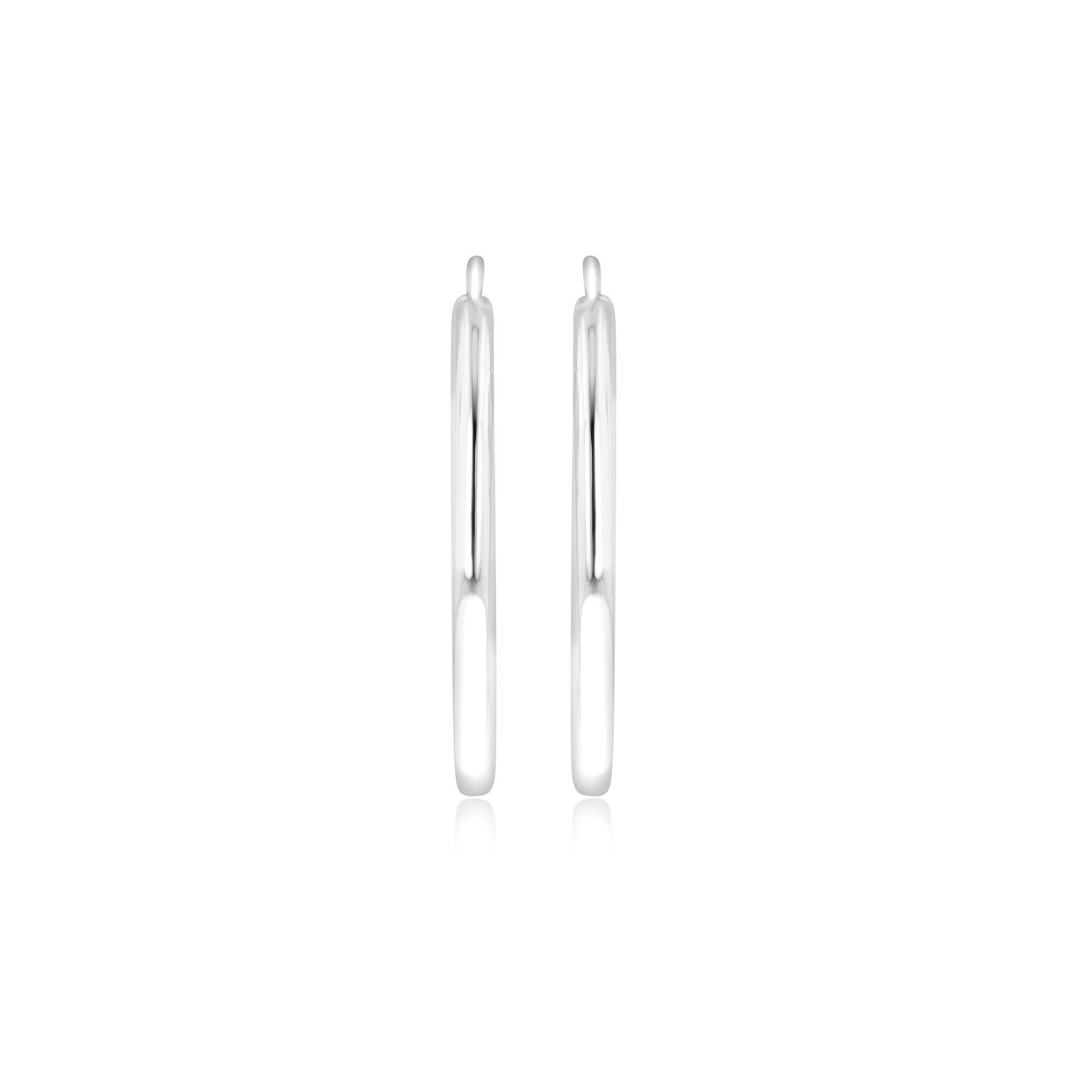 30mm Silver Hinge Top Hoop Earrings