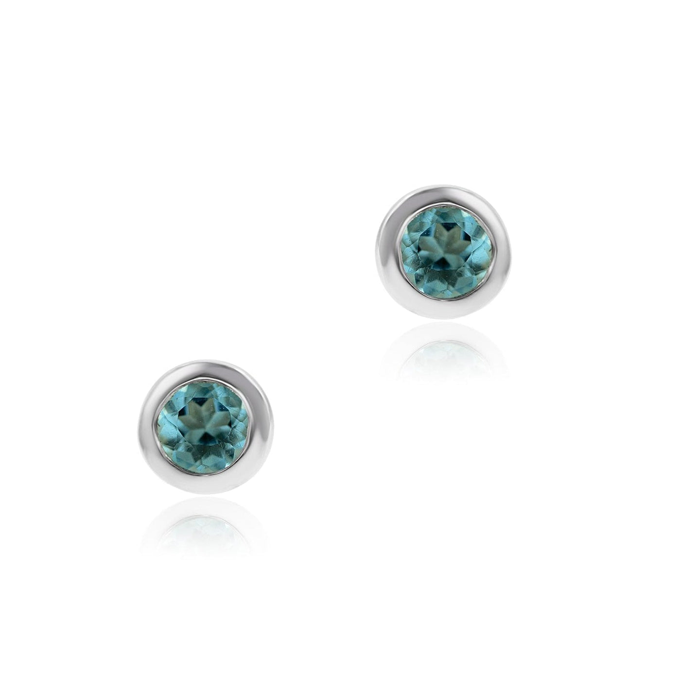 Silver and Blue Topaz Round Stud Earrings