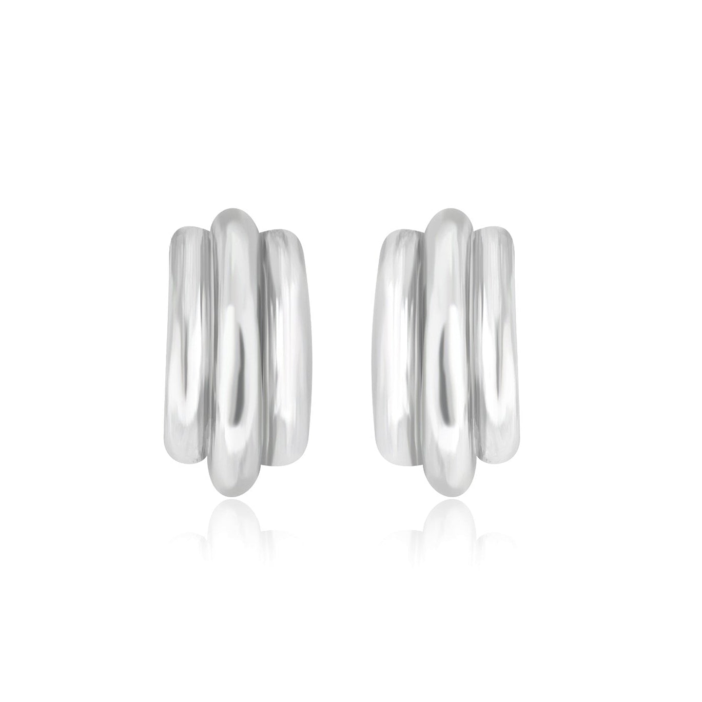 Sterling Silver Organic Three Loop Stud Earrings