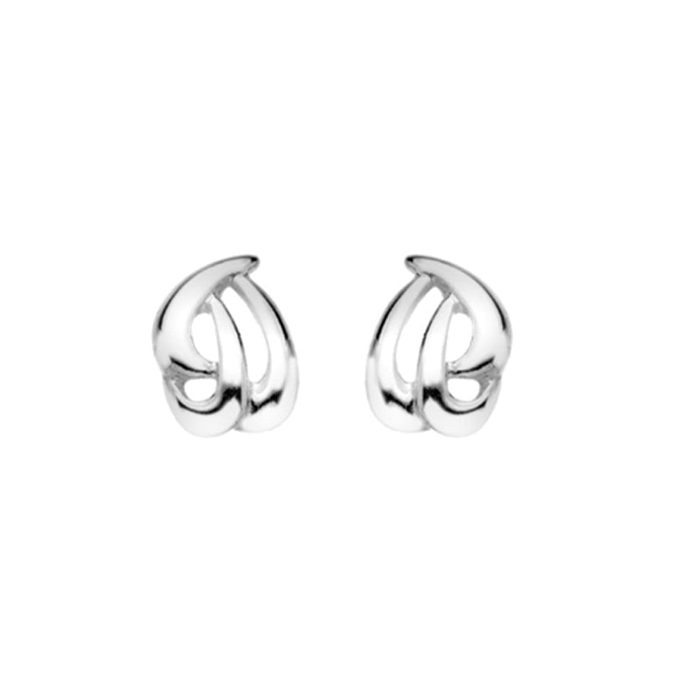 Sterling Silver Polished Stud Three Ribbon Earrings