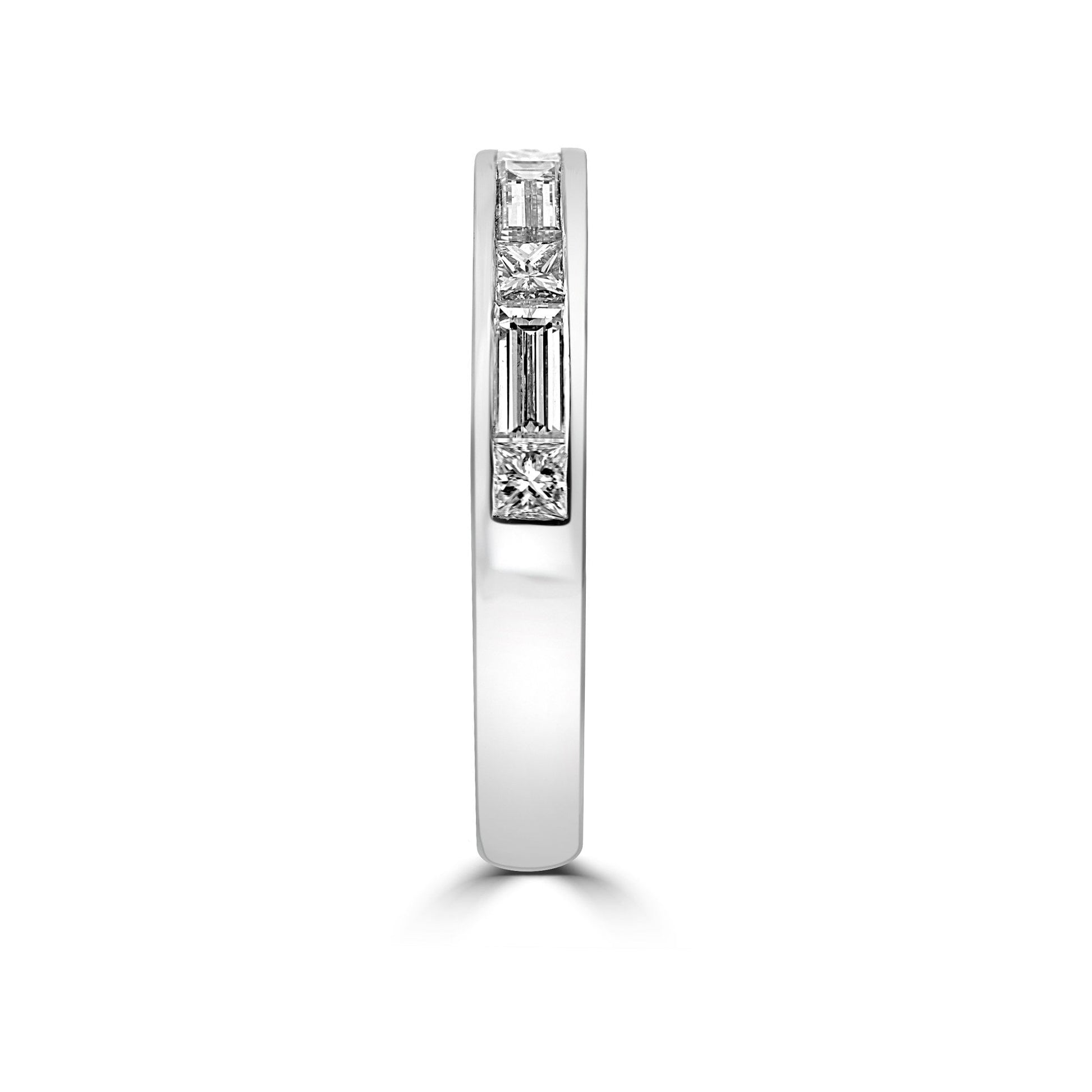 Platinum Band Ring With Princess and Baguette Diamonds