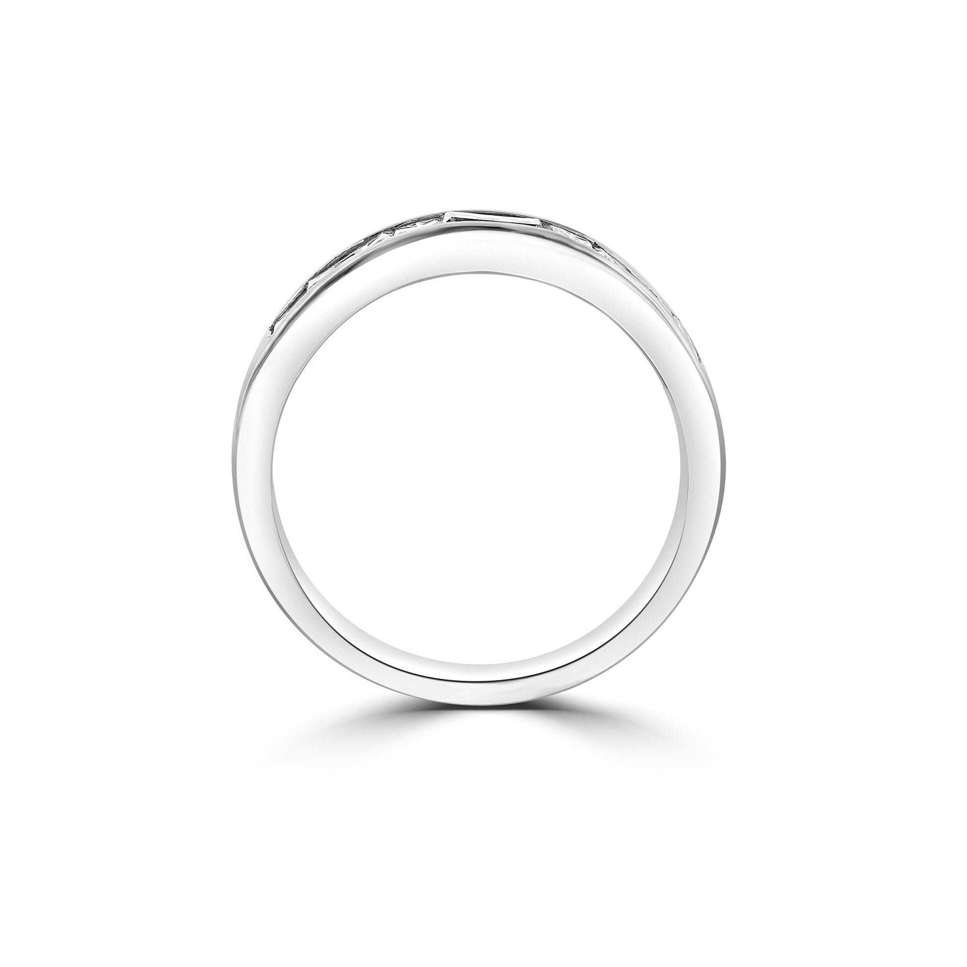 Platinum Band Ring With Princess and Baguette Diamonds