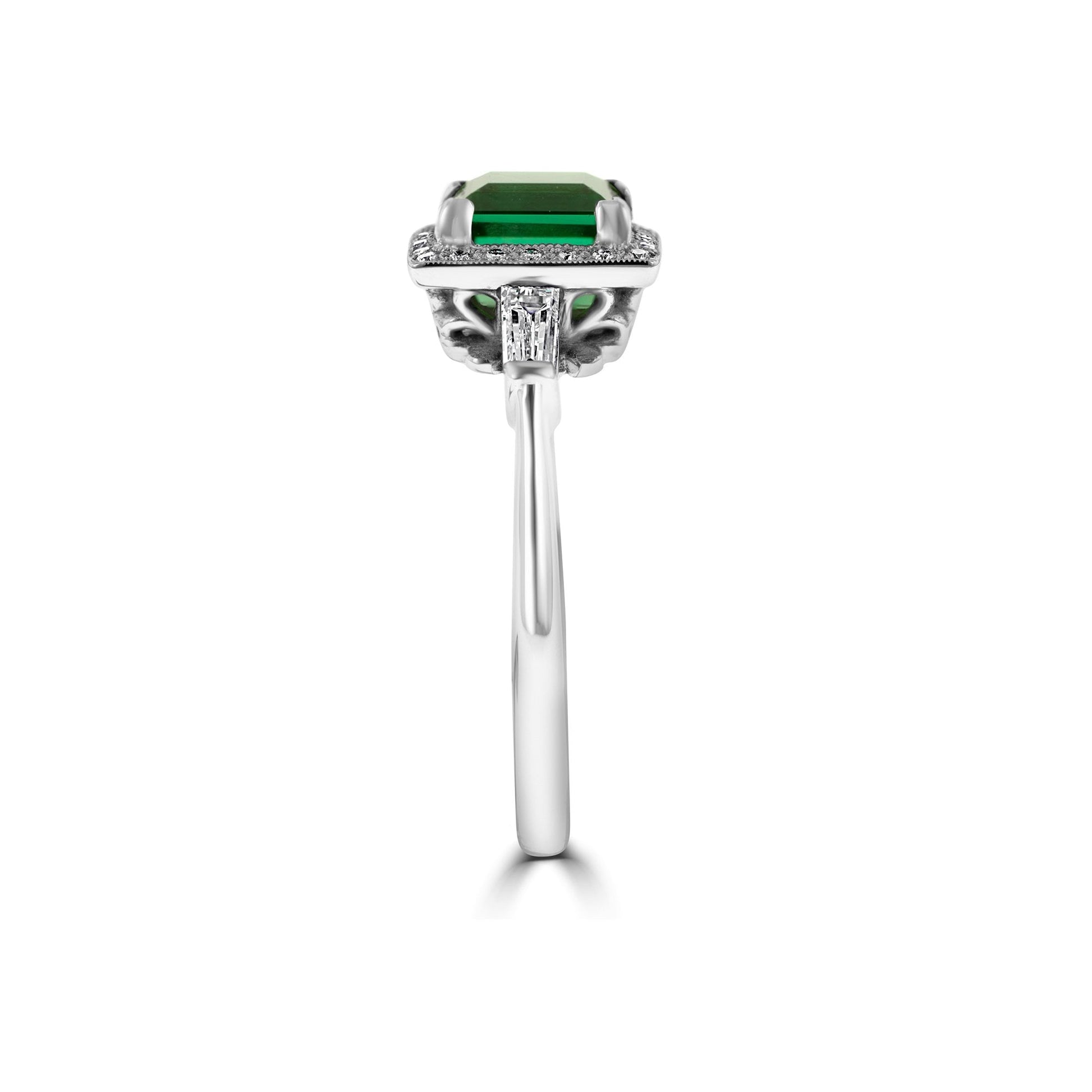 Deep Green Tourmaline and Diamond Ring