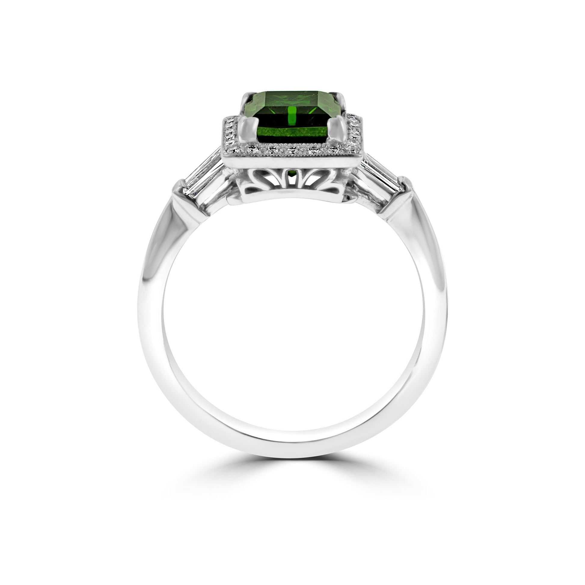 Deep Green Tourmaline and Diamond Ring