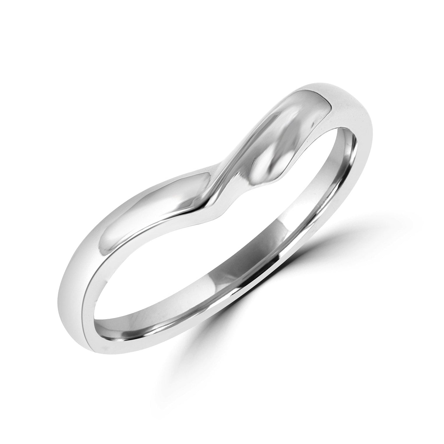 9ct White Gold Wishbone Shaped Ring With A Twist Feature