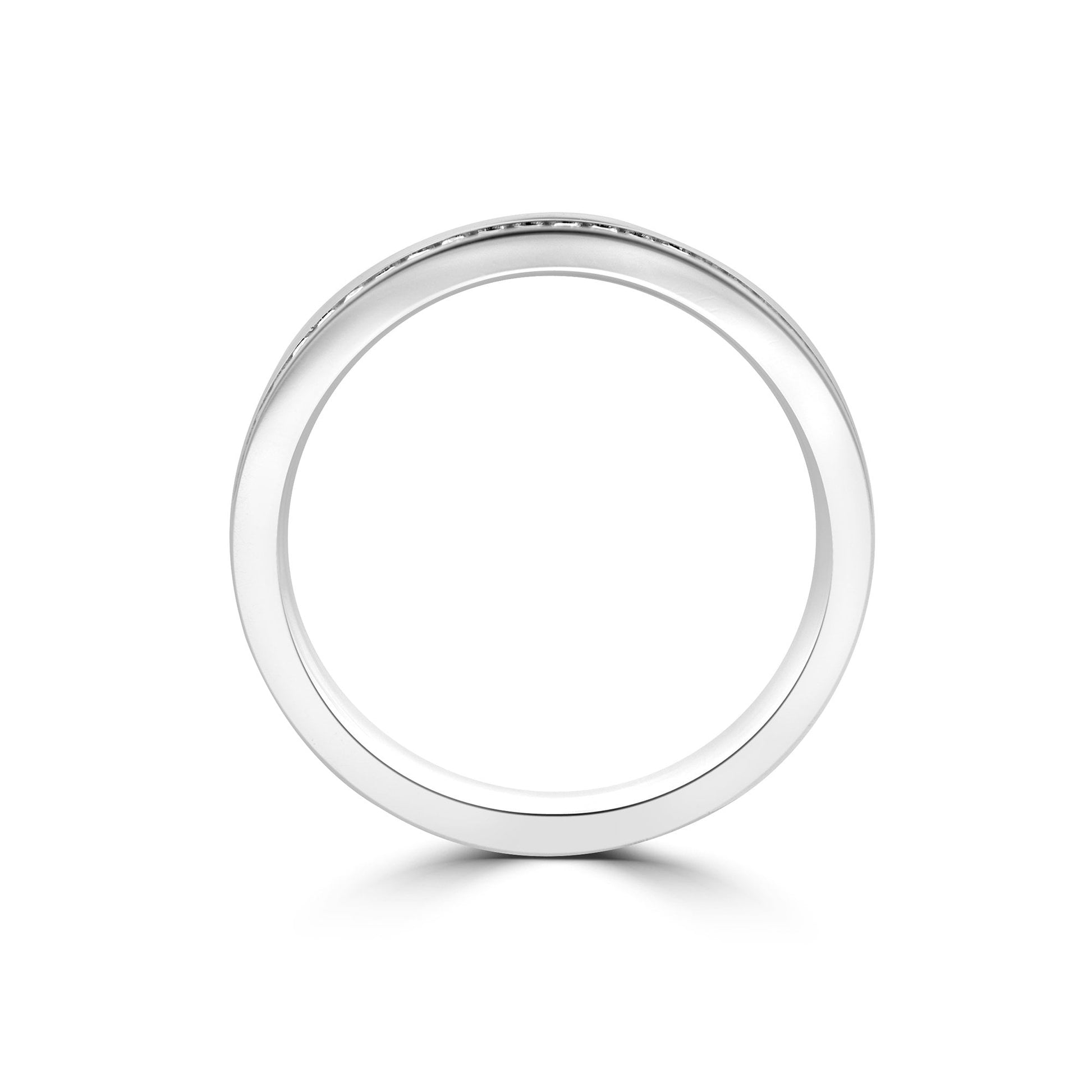 18ct White Gold 3mm Wedding Band with Off Set Row of Diamonds 0.13ct