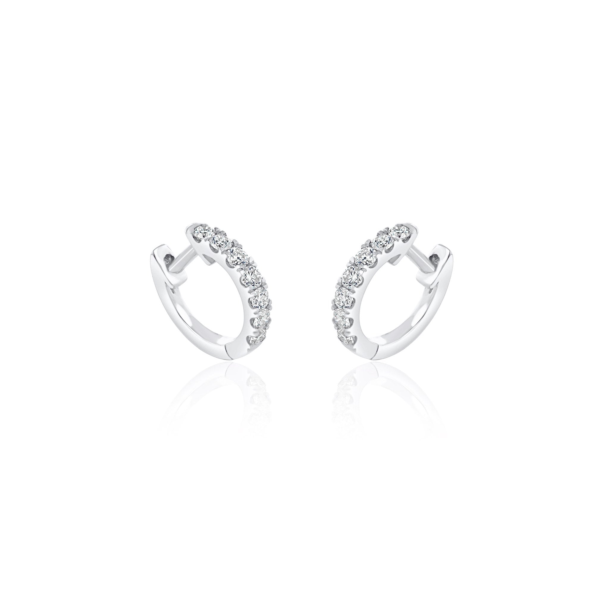 18ct White Gold RBC Diamond Claw Set Hinged Huggie Style Earrings 0.50ct Total