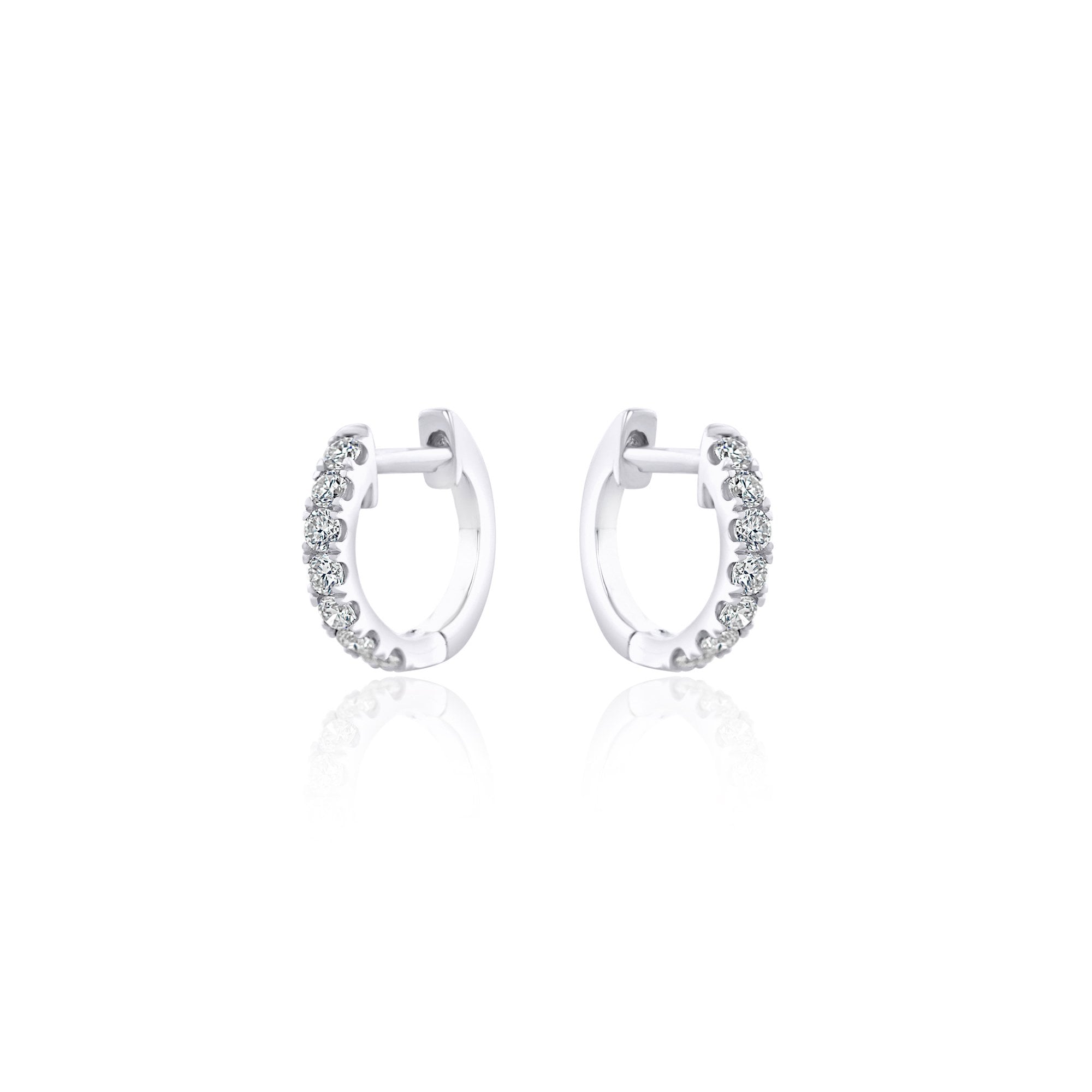 18ct White Gold RBC Diamond Claw Set Hinged Huggie Style Earrings 0.50ct Total
