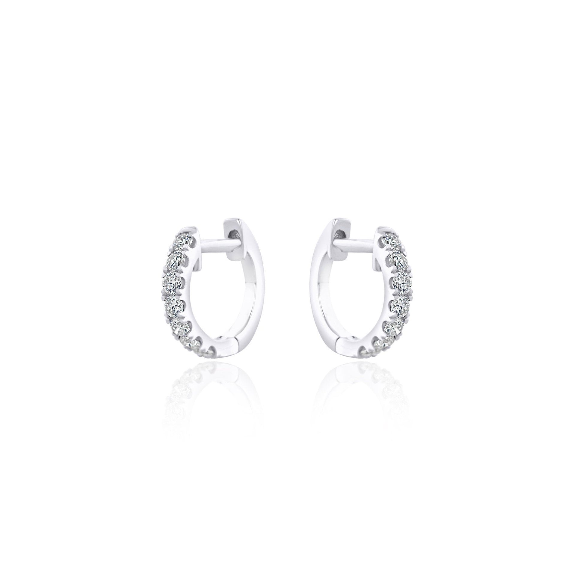 18ct White Gold RBC Diamond Claw Set Hinged Huggie Style Earrings 0.50ct Total