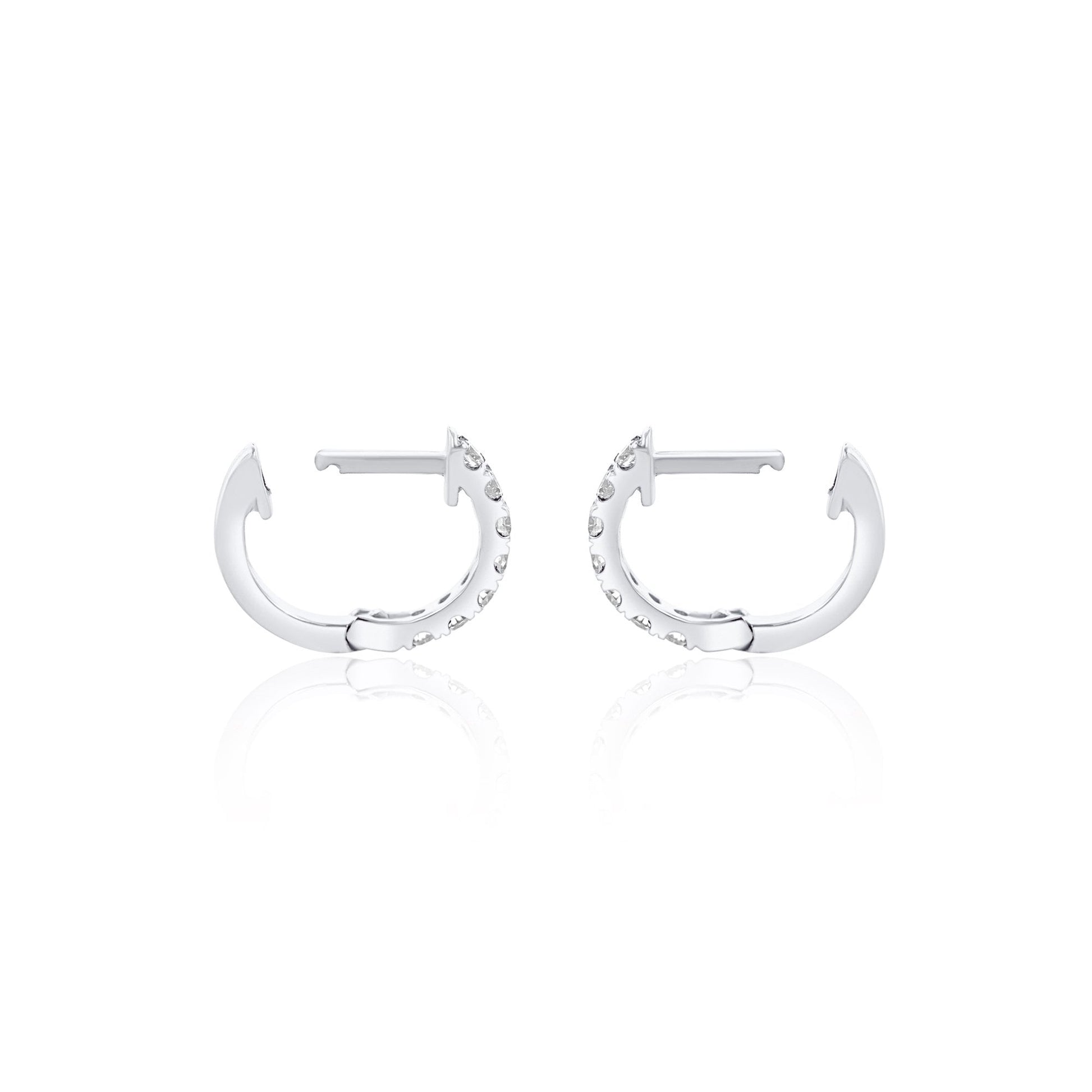 18ct White Gold RBC Diamond Claw Set Hinged Huggie Style Earrings 0.50ct Total