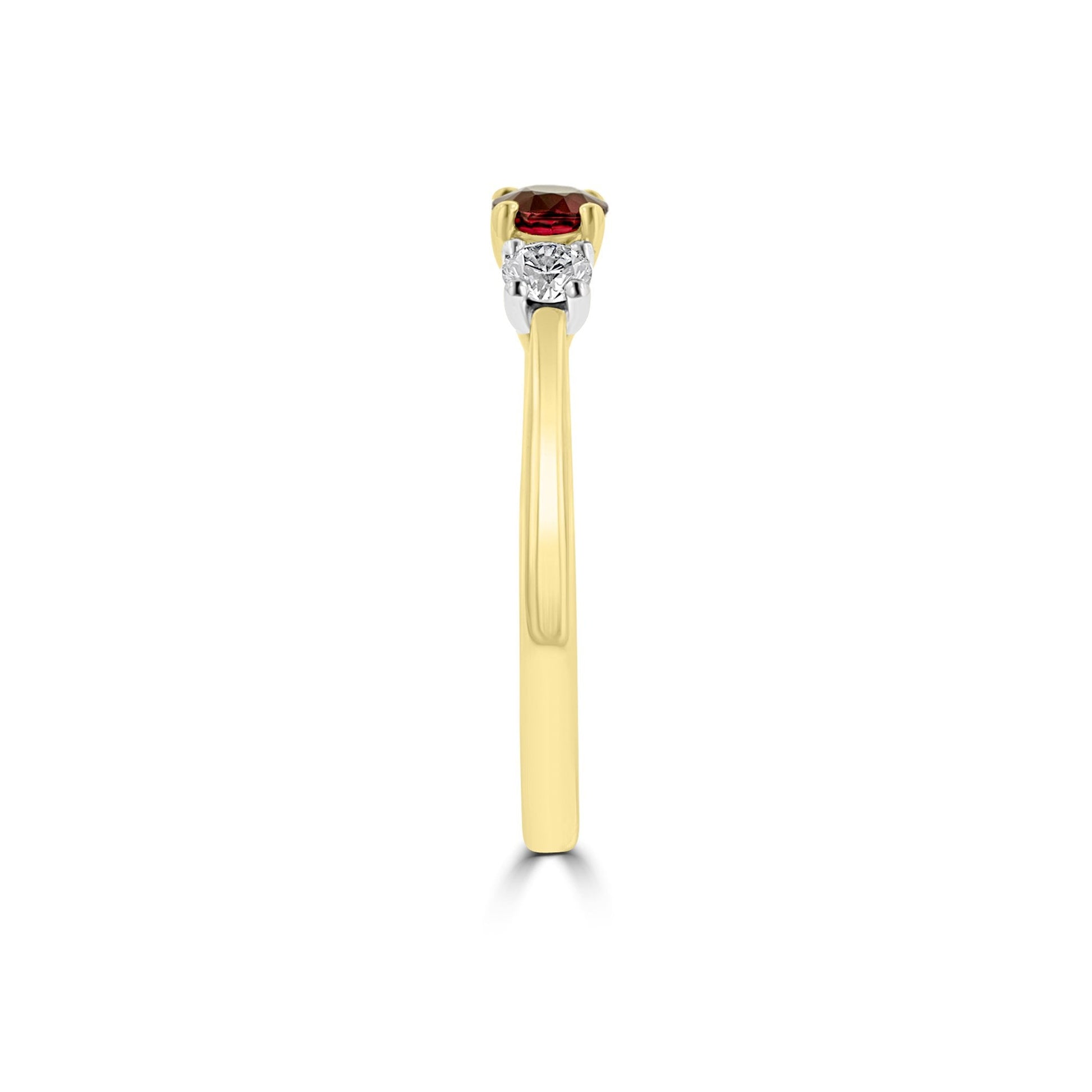18ct Yellow Gold Ruby and Diamond Three Stone Ring