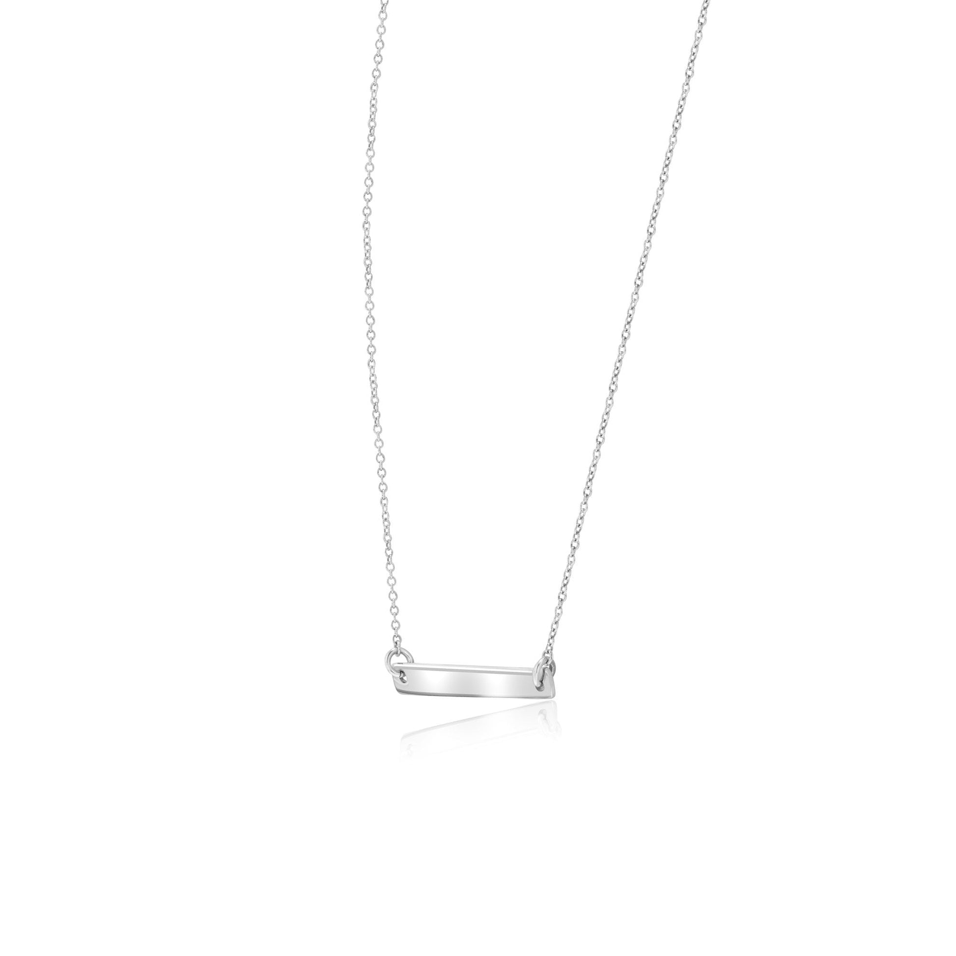 Silver Trace Chain Necklace with ID Bar, 42cm + 5cm Extender