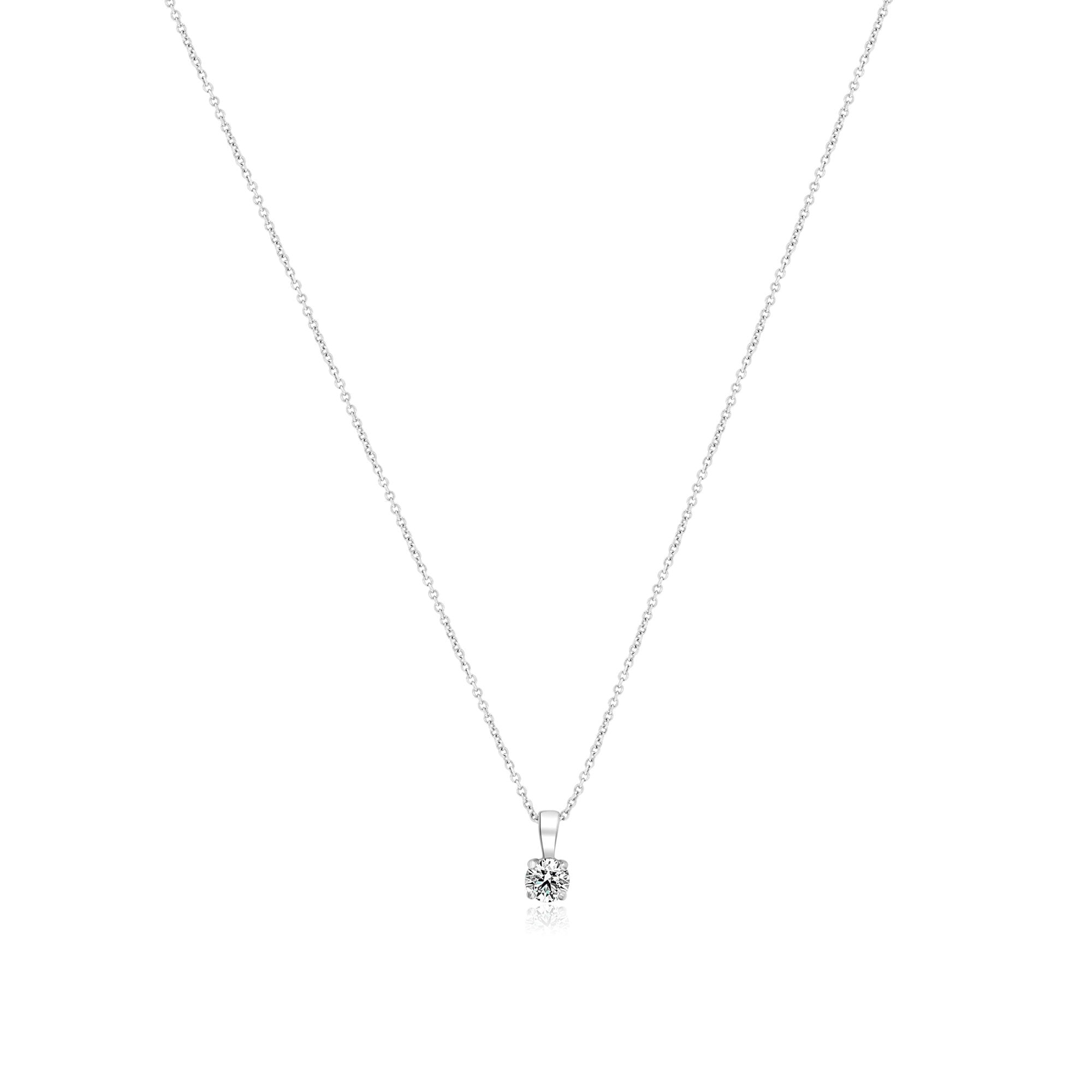 18ct White Gold Round Brilliant Cut Diamond Pendant Necklace