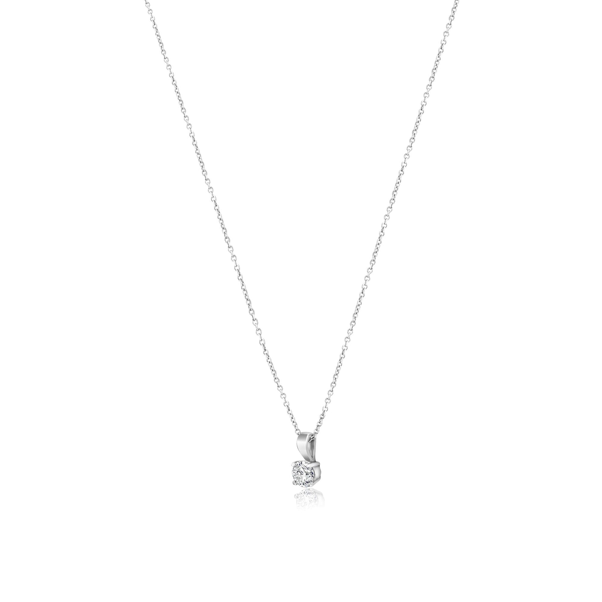 18ct White Gold Round Brilliant Cut Diamond Pendant Necklace