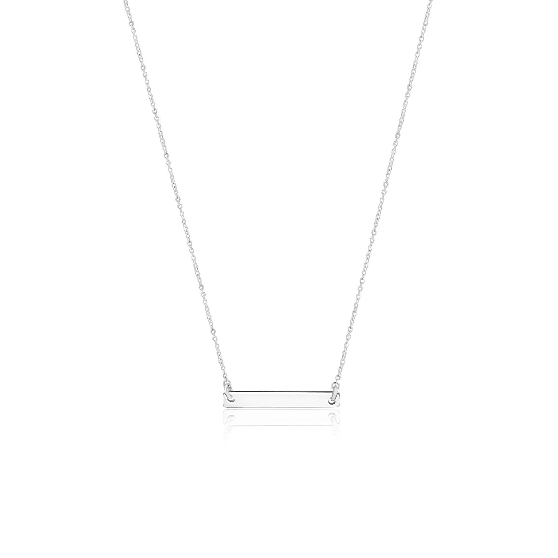 Silver Trace Chain Necklace with ID Bar, 42cm + 5cm Extender