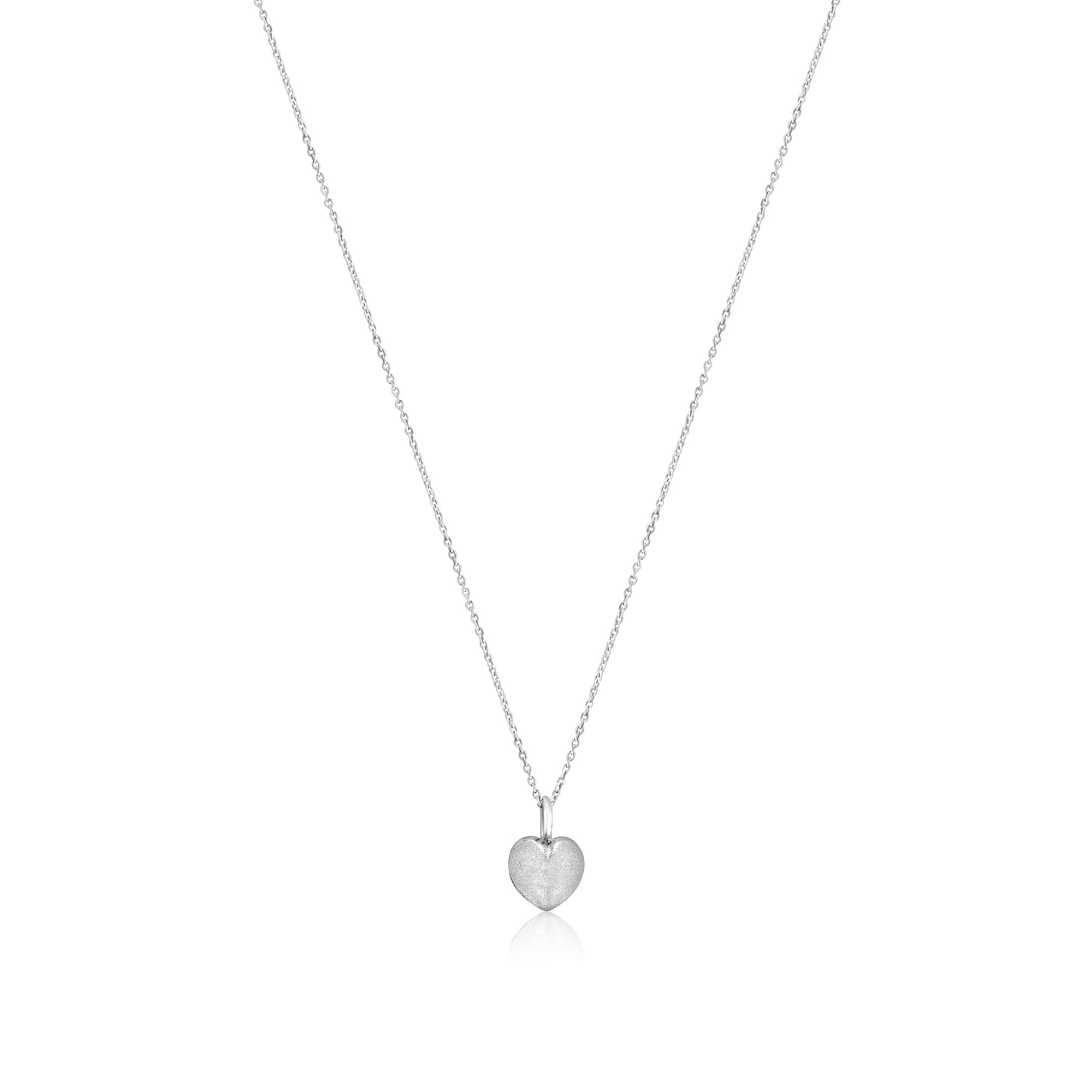 Sterling Silver Bubble Heart Necklace with a Brushed Finish