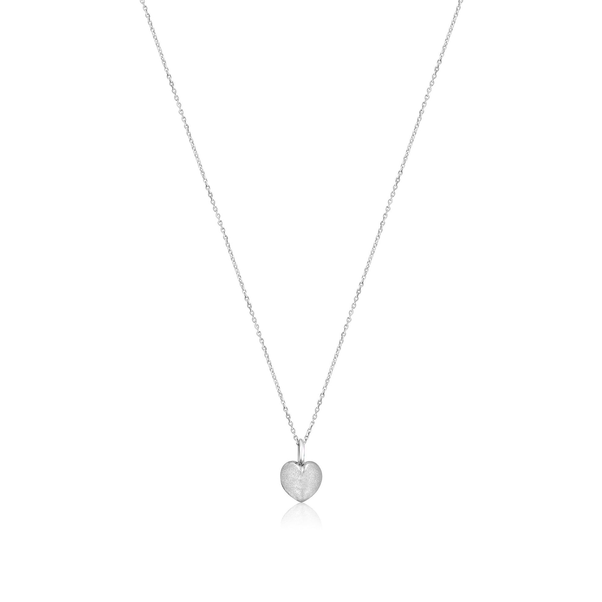 Sterling Silver Bubble Heart Necklace with a Brushed Finish