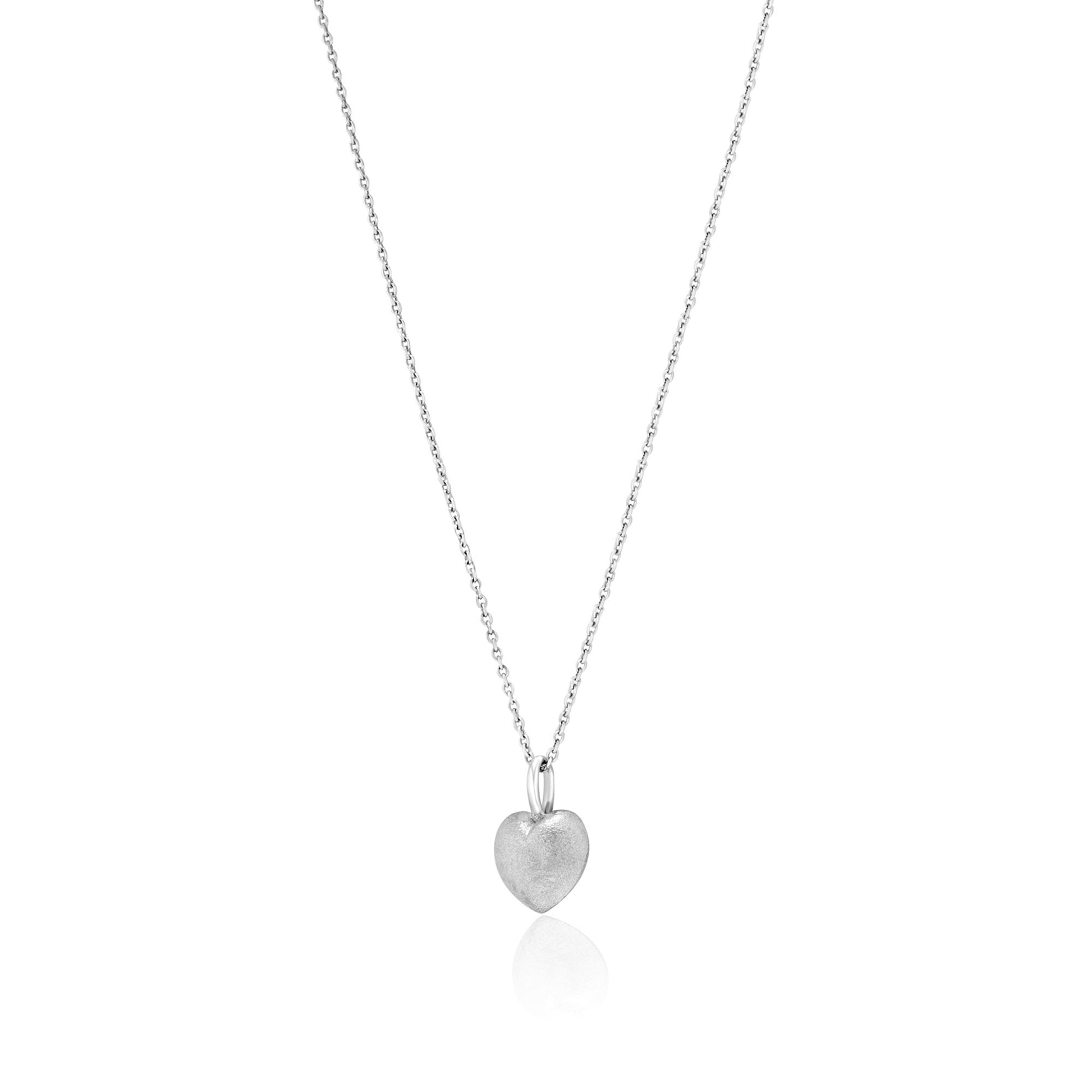 Sterling Silver Bubble Heart Necklace with a Brushed Finish