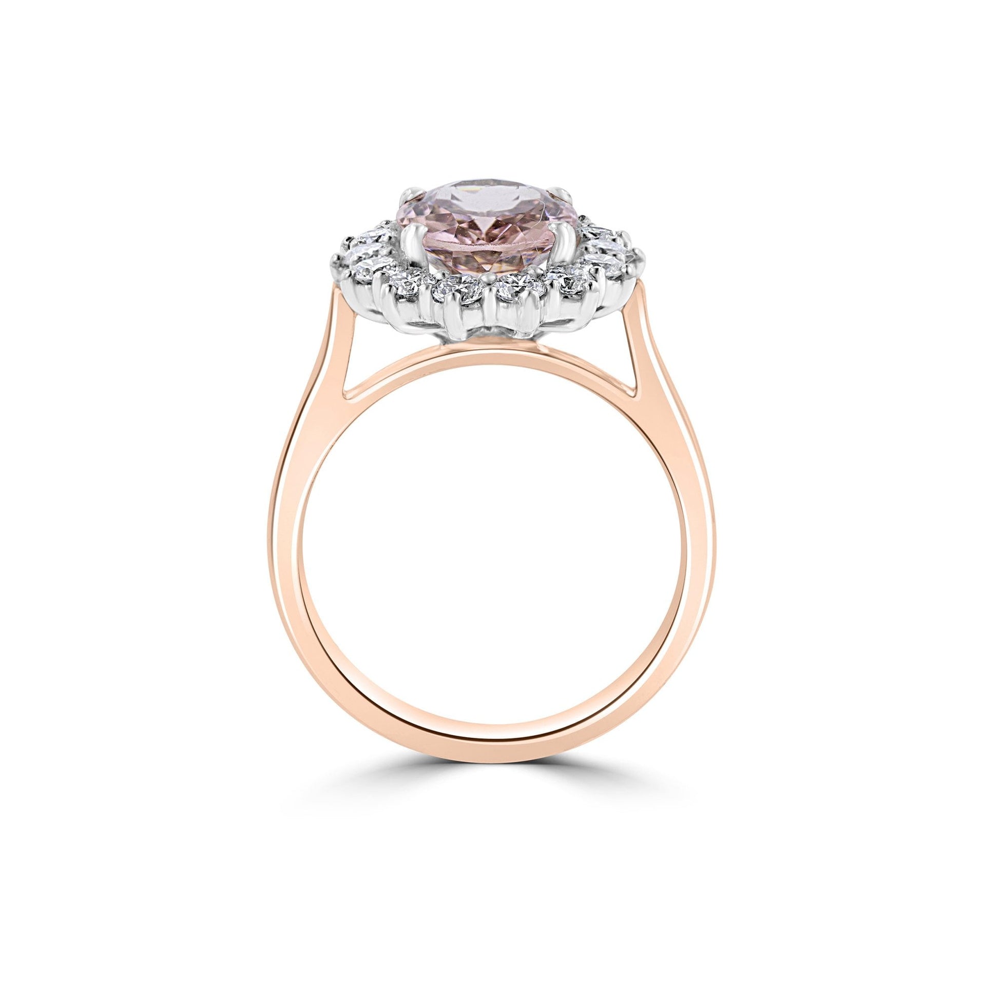 18ct Rose Gold Oval Cluster Ring With a Light Pink Morganite