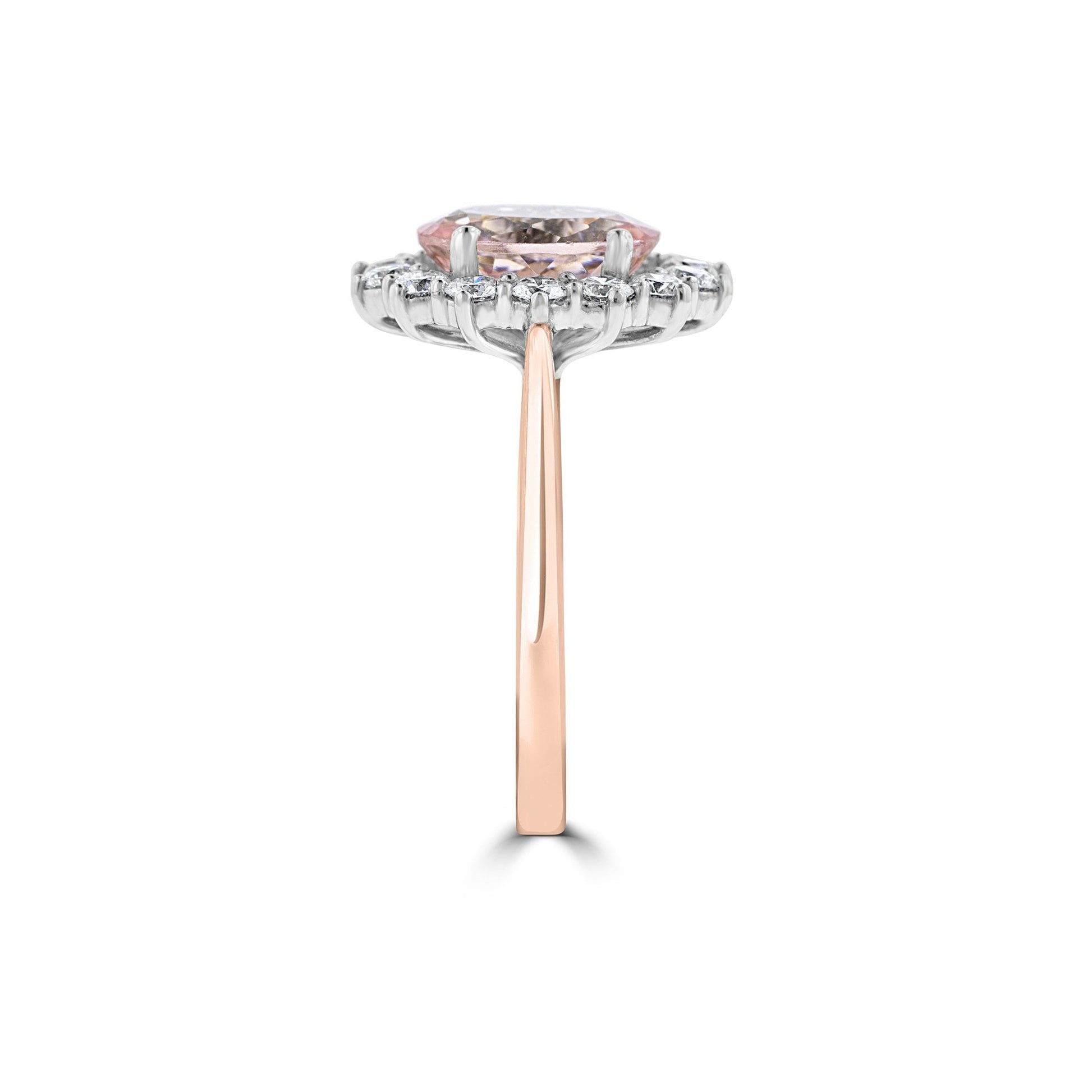 18ct Rose Gold Oval Cluster Ring With a Light Pink Morganite