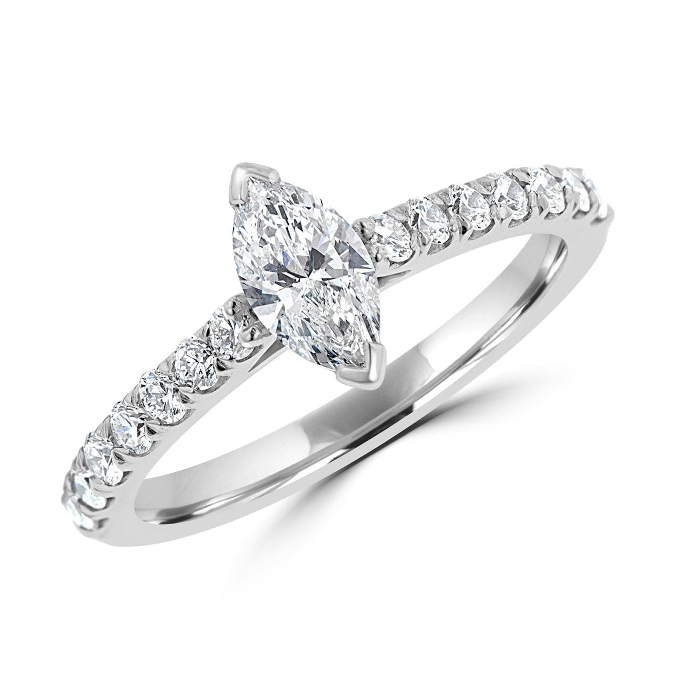 Avanti Platinum Marquise Ring with Diamond Set Shoulders 0.87ct Total