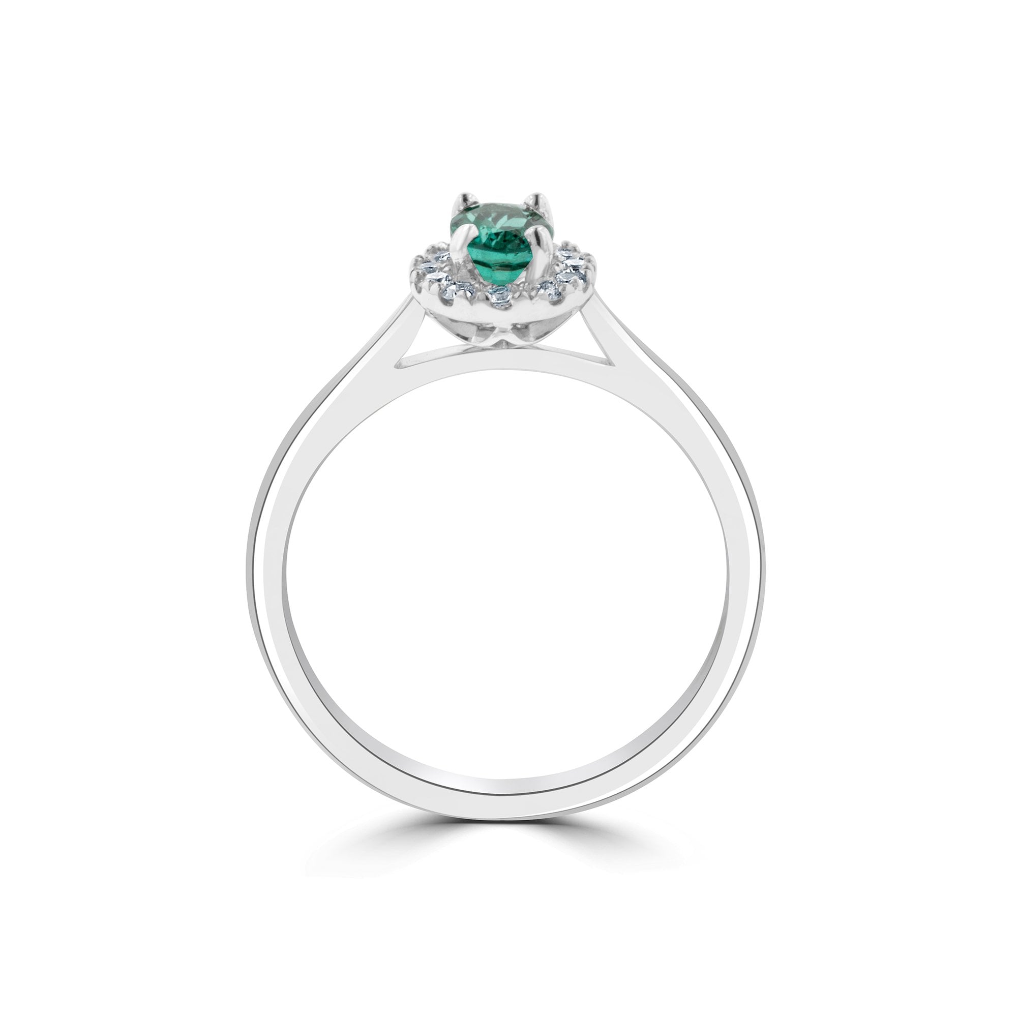 Platinum Oval Cut 6x4mm Zambian Emerald with Diamond Halo