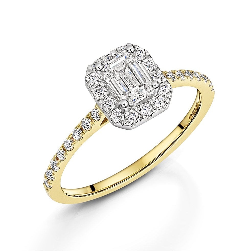 0.50ct Emerald Cut Diamond Halo Engagement Ring