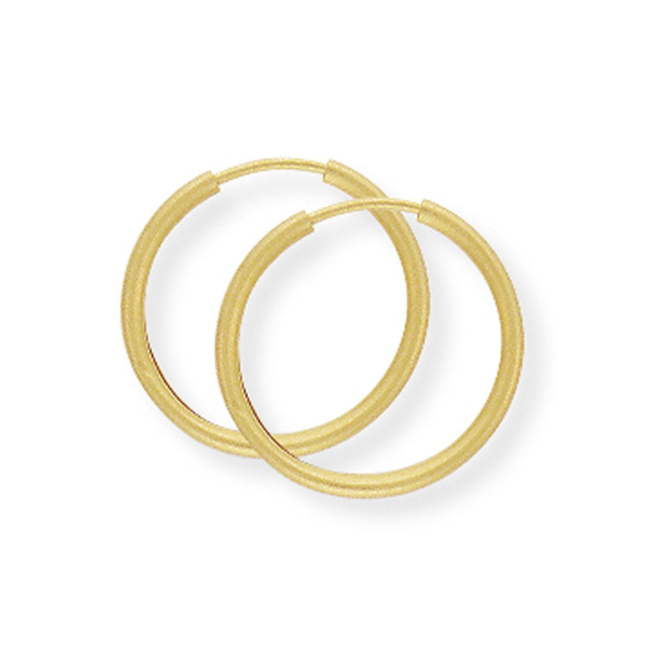 9ct Yellow Gold Sleeper Hoop Earrings 14mm Diameter