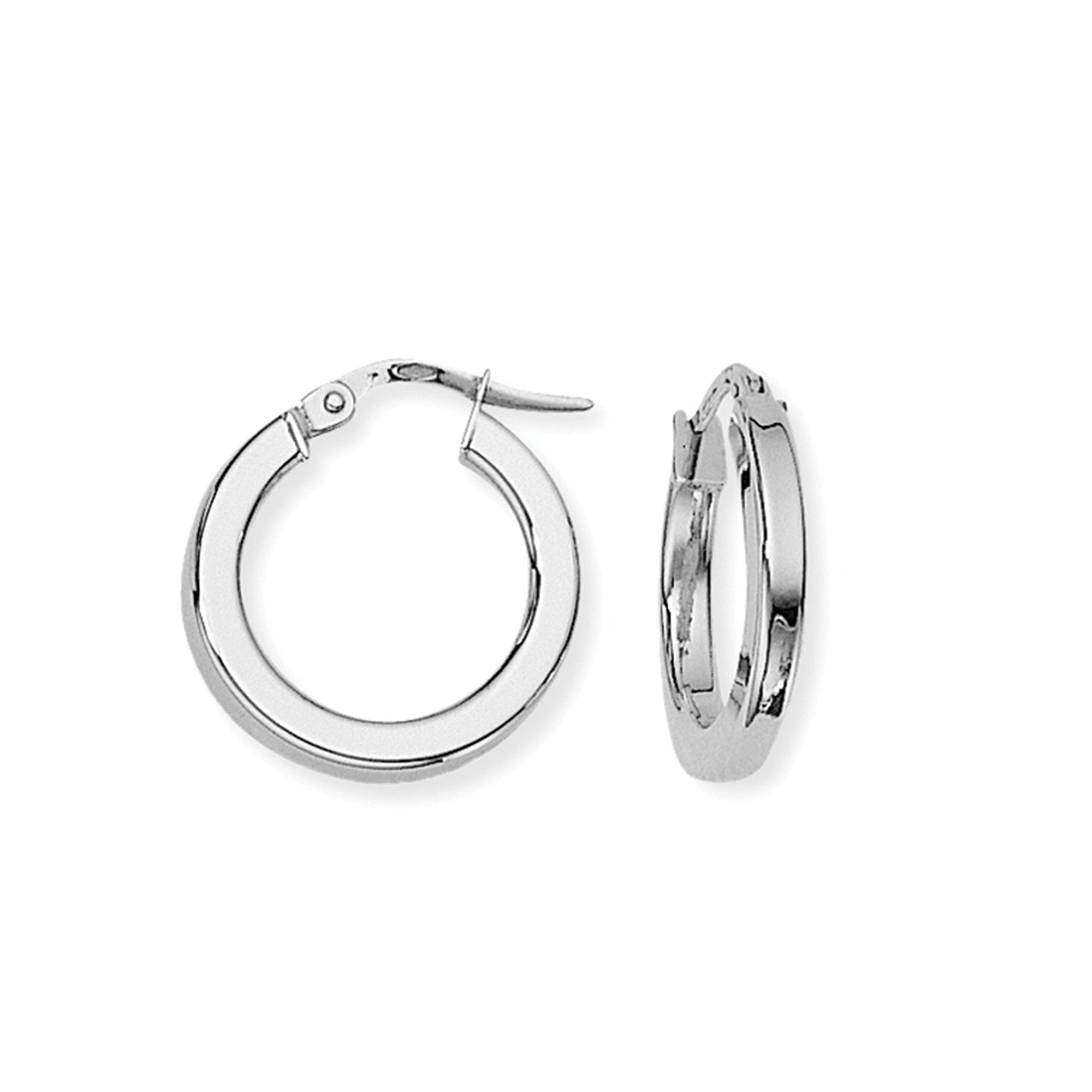9ct White Gold Hinged Top Chunky 18mm Hoops