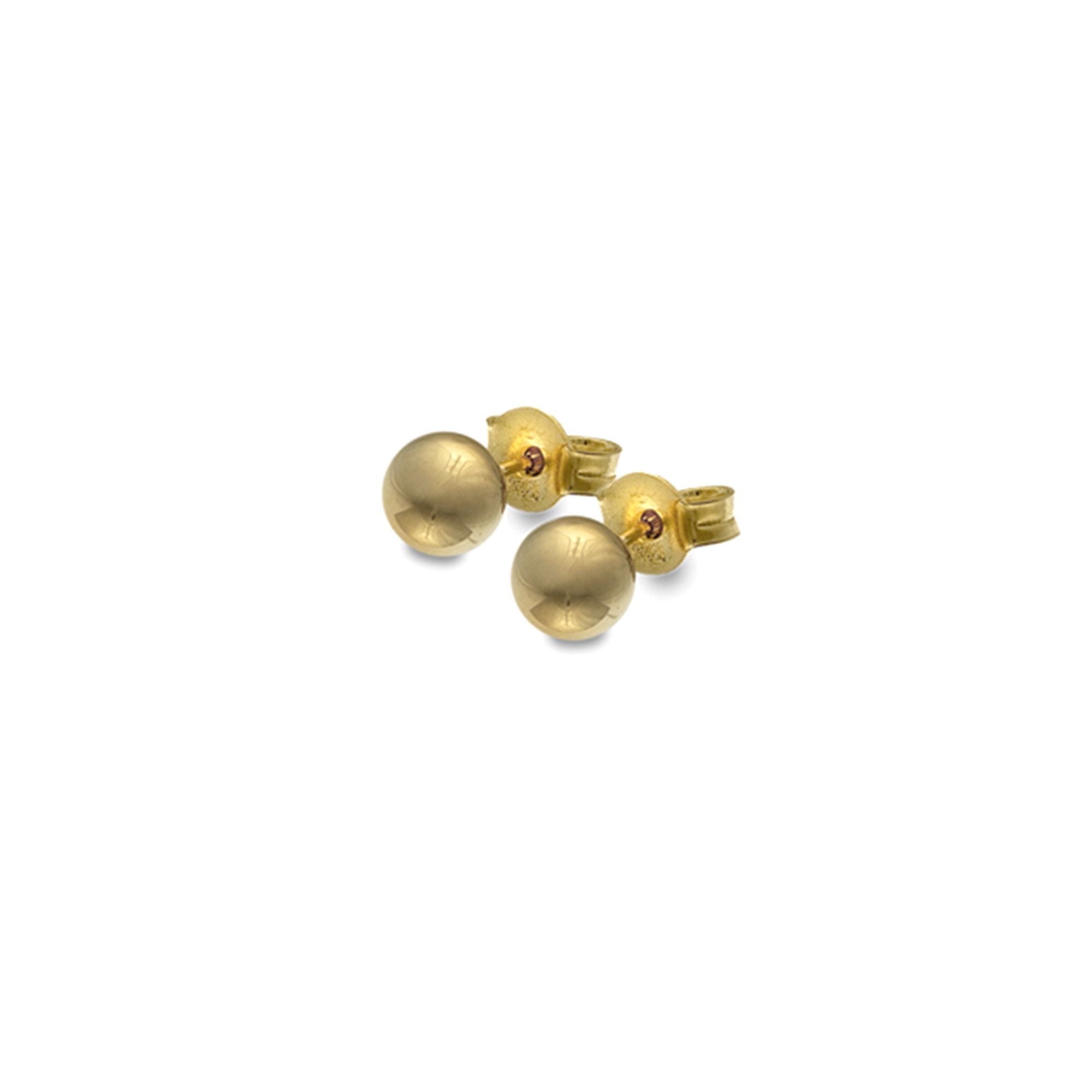 9ct Yellow Gold 6mm Round Pinball Stud Earrings