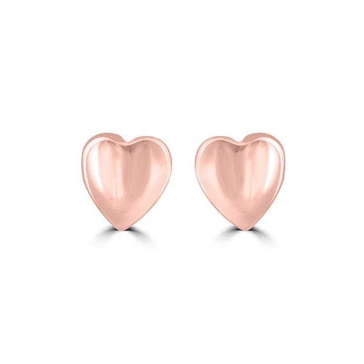 Small 9ct Rose Gold Heart Stud Earrings