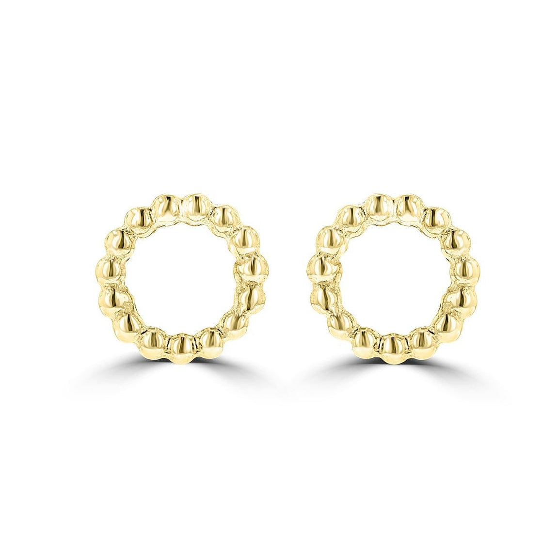 9ct Yellow Gold Open Circle Bead Stud Earrings