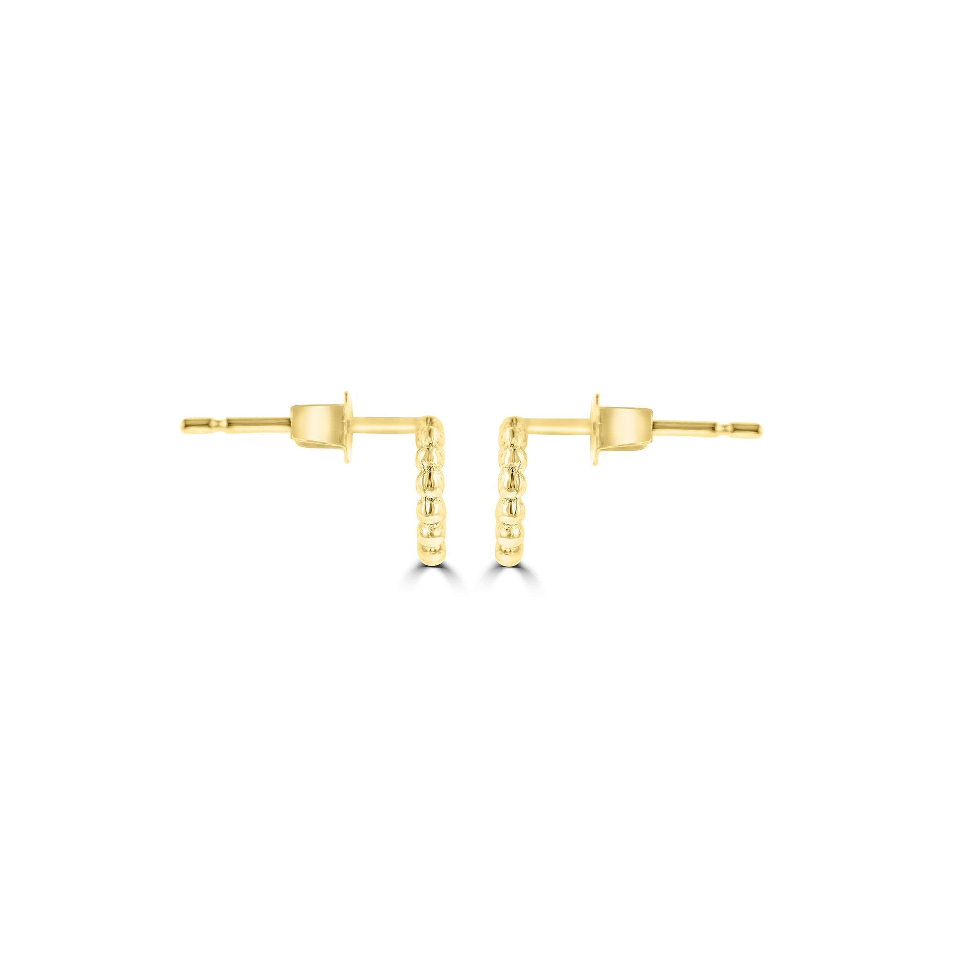 9ct Yellow Gold Open Circle Bead Stud Earrings