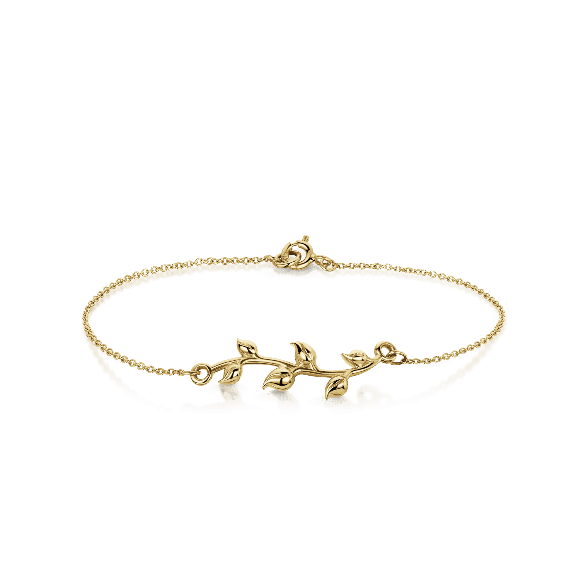 Delicate 9ct Yellow Gold Six Leaf Branch Bracelet