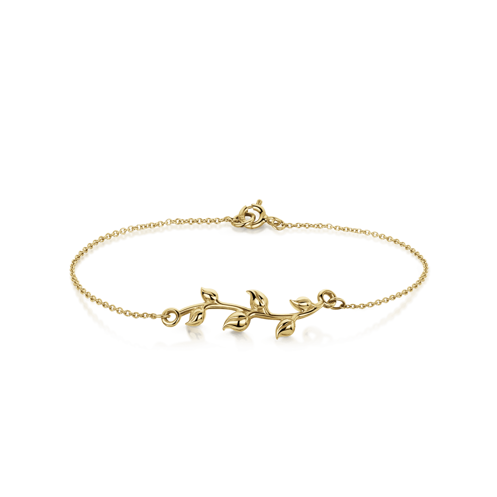 Delicate 9ct Yellow Gold Six Leaf Branch Bracelet