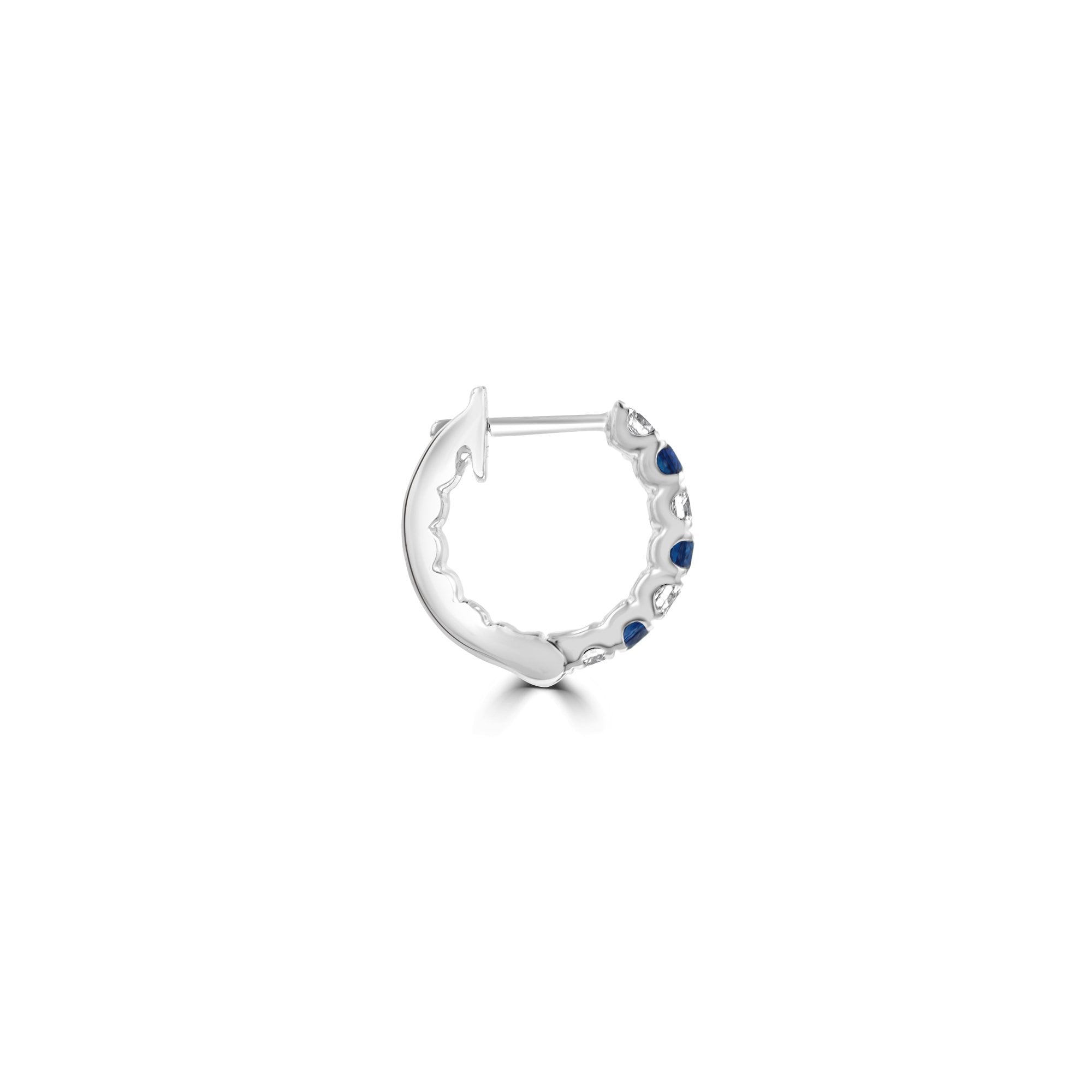 18ct White Gold Alternating Sapphire & Diamond Hoop Earrings