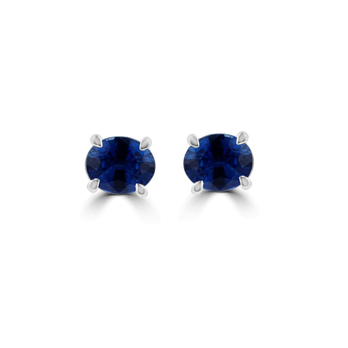 18ct White Gold Classic Oval Sapphire Earrings