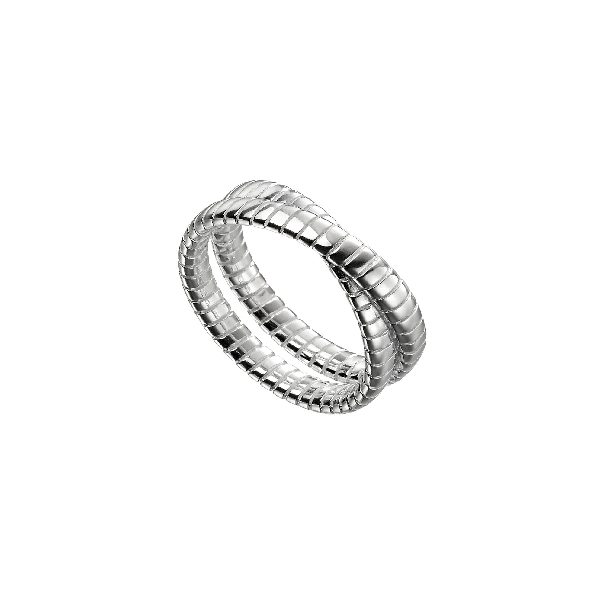 Sterling Silver Crossover Double Band Ring