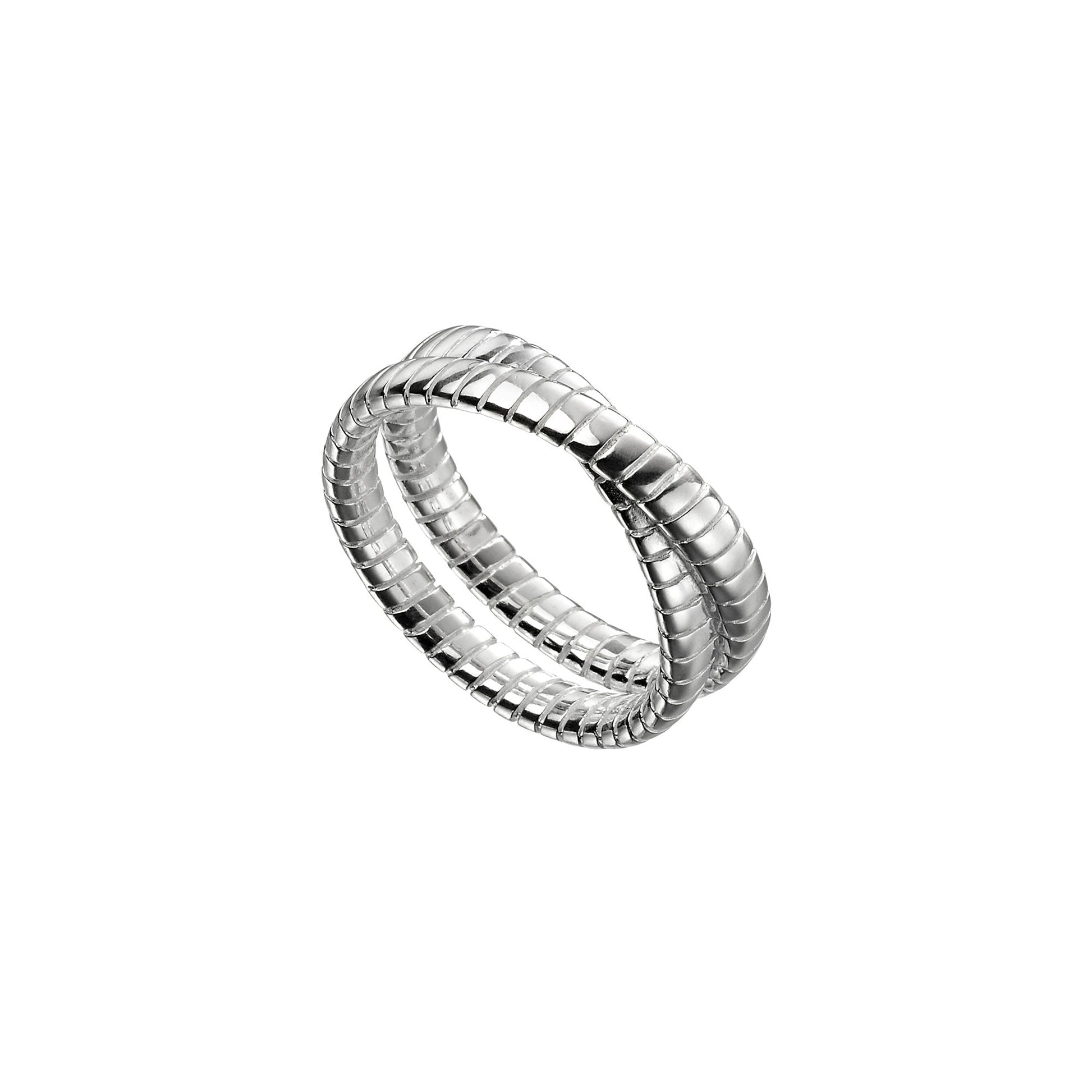 Sterling Silver Crossover Double Band Ring