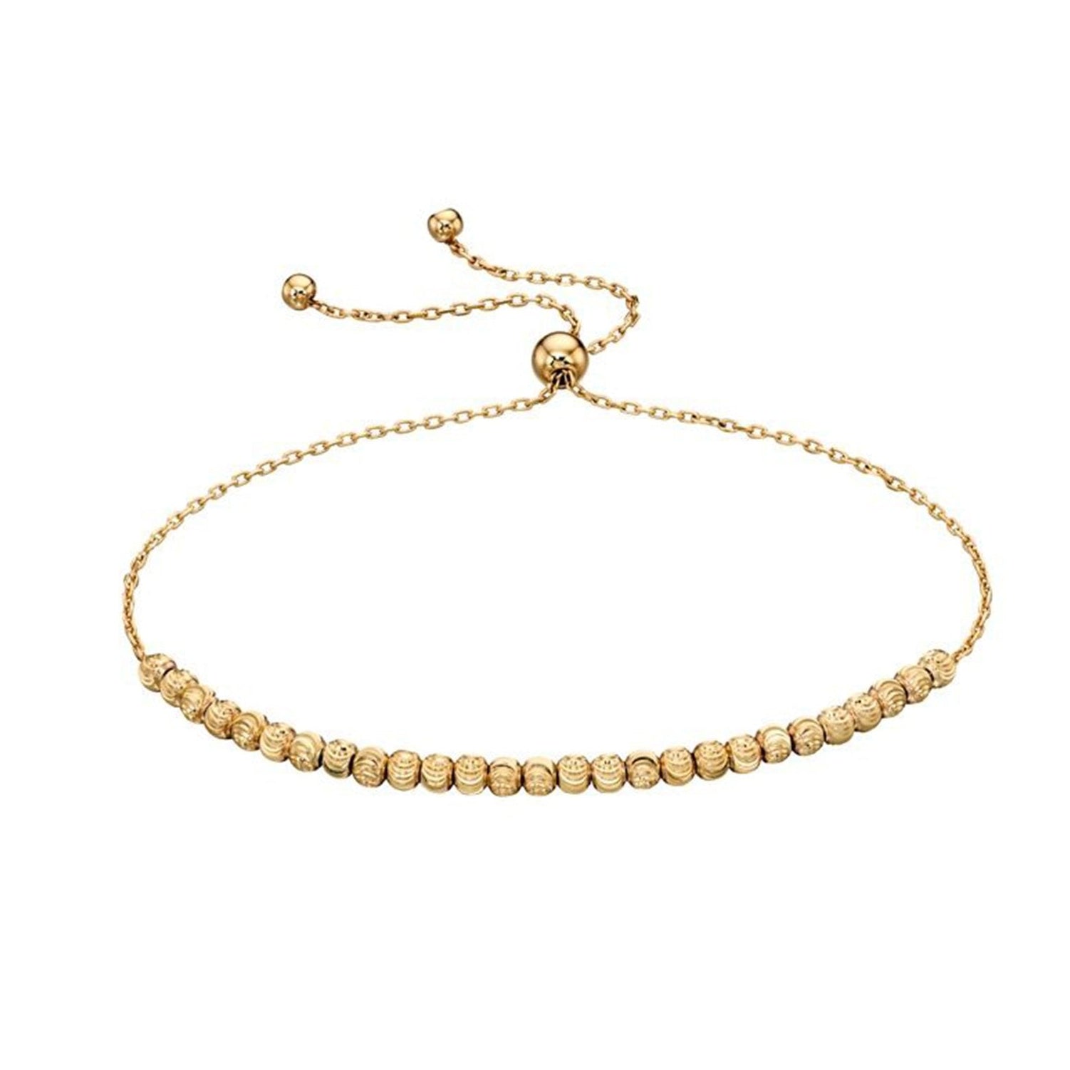 9ct Yellow Gold Bead Bracelet With Toggle Adjuster