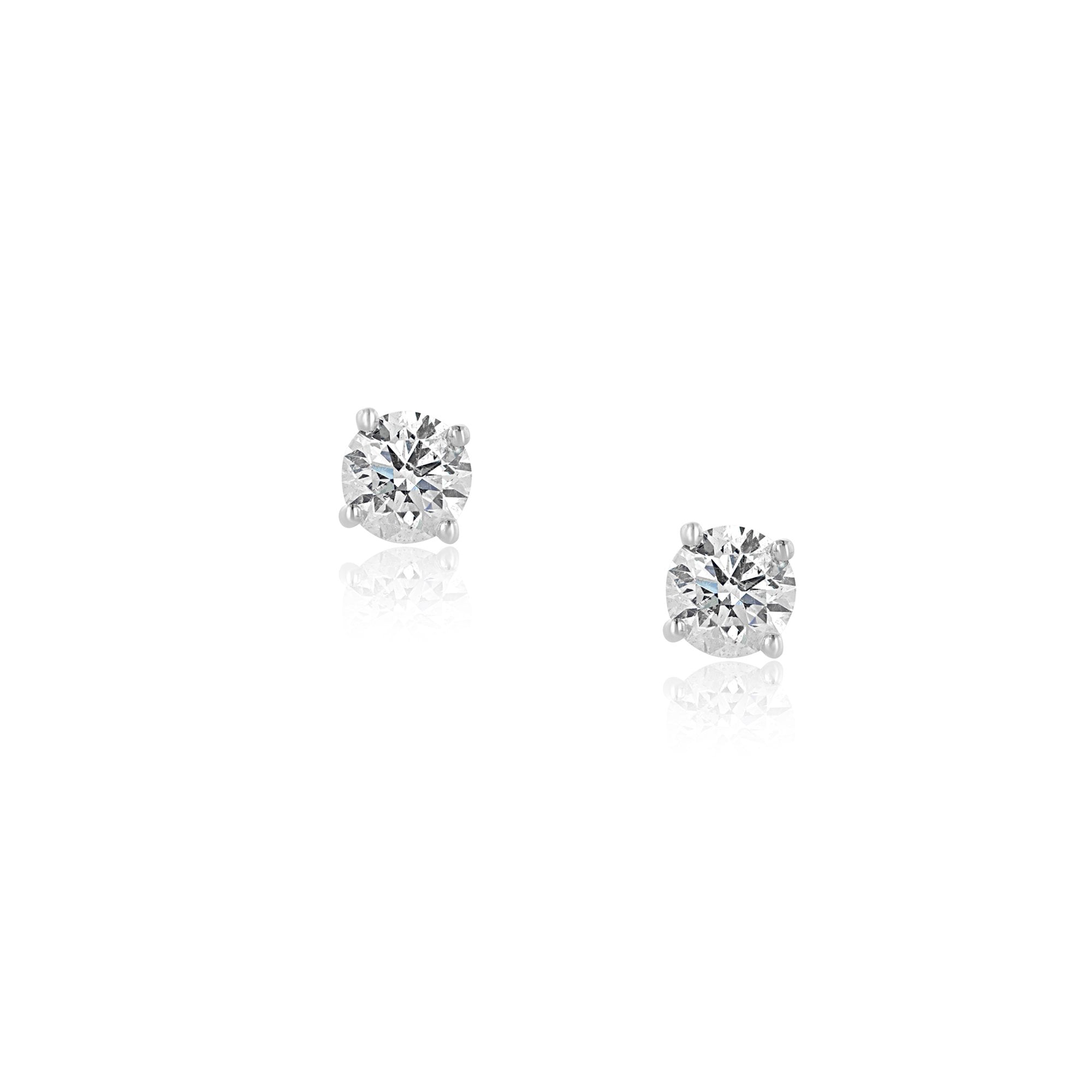 18ct White Gold Round Brilliant Cut Diamond Stud Earrings 0.89ct Total